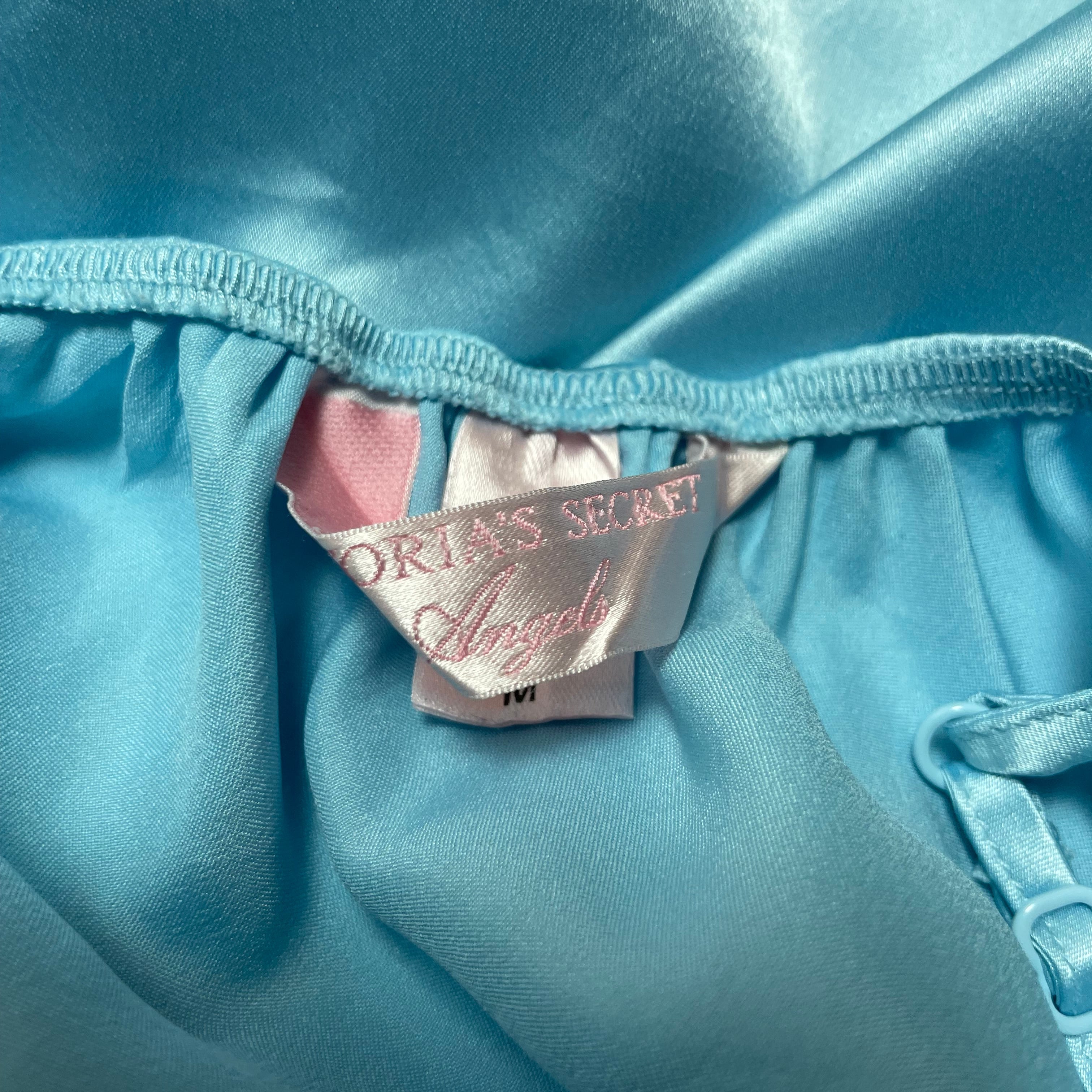 Y2K Victoria’s Secret Angels Blue Satin Lace Babydoll | Best Fit Size UK 8