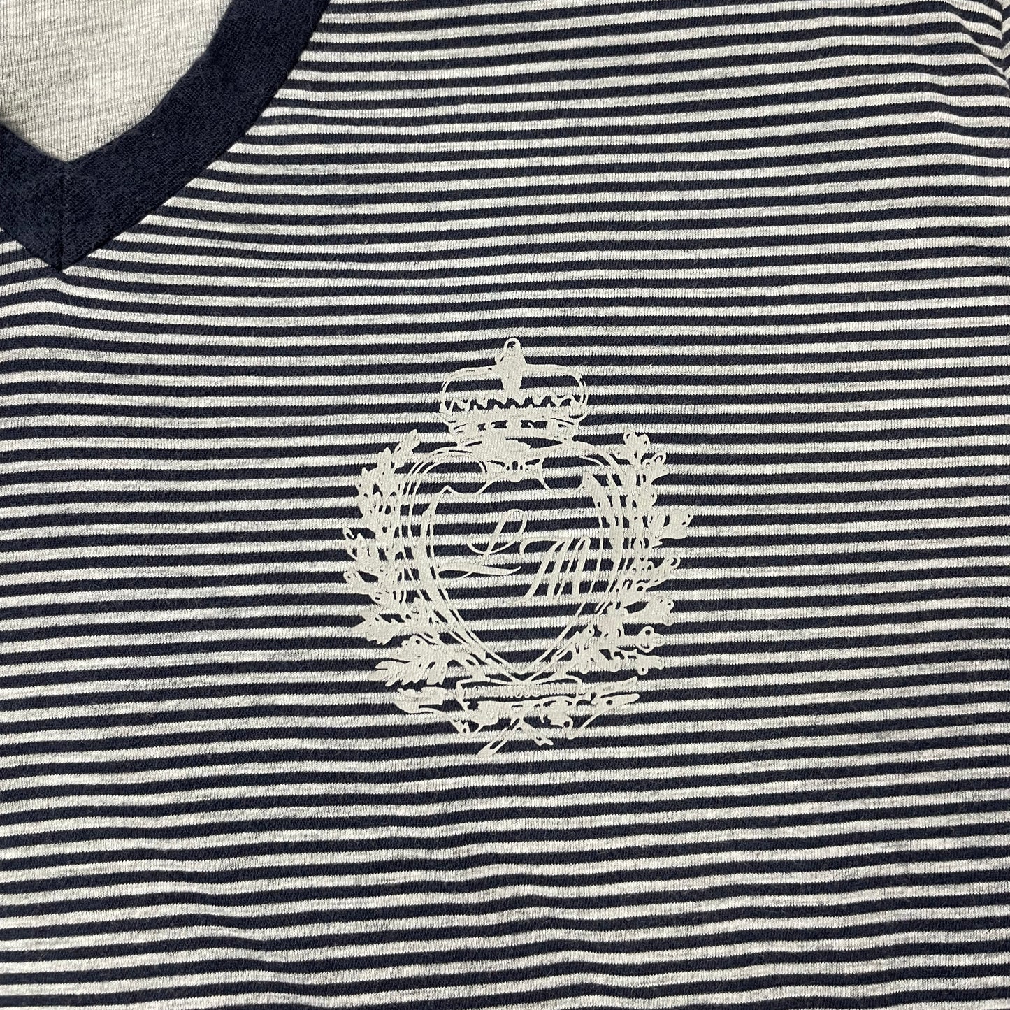 Love Moschino Unisex Layered Stripe Long Sleeve Tee – Grey & Navy