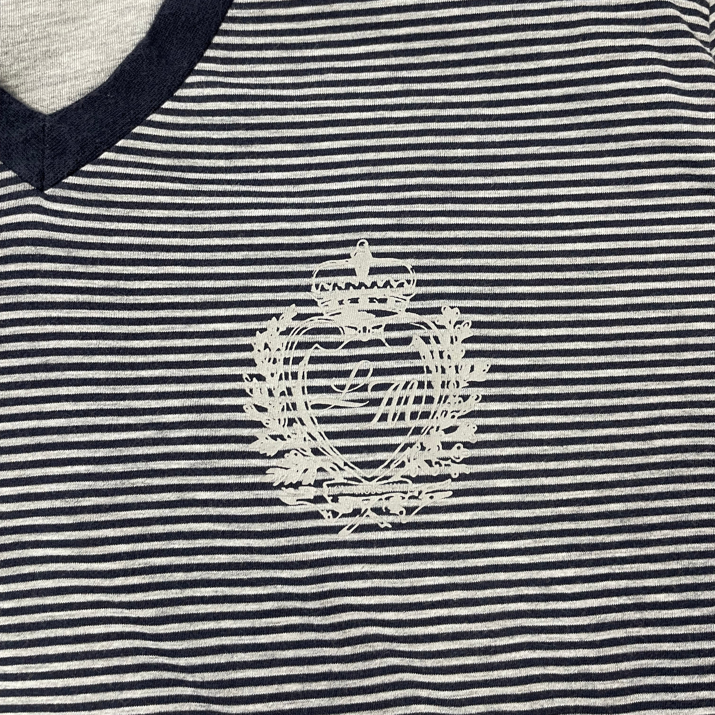 Love Moschino Unisex Layered Stripe Long Sleeve Tee – Grey & Navy