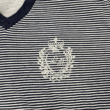Love Moschino Unisex Layered Stripe Long Sleeve Tee – Grey & Navy