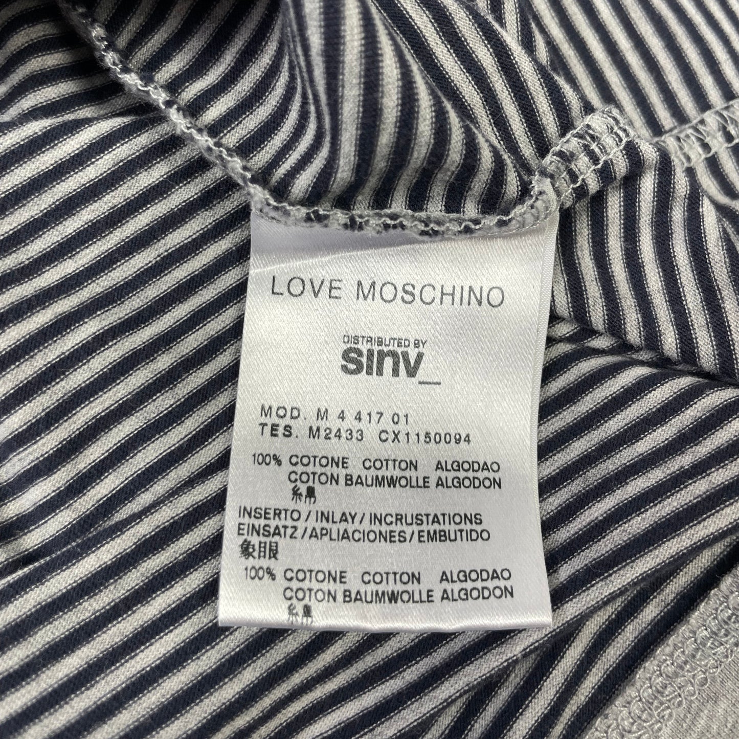 Love Moschino Unisex Layered Stripe Long Sleeve Tee – Grey & Navy