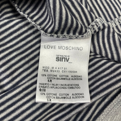 Love Moschino Unisex Layered Stripe Long Sleeve Tee – Grey & Navy