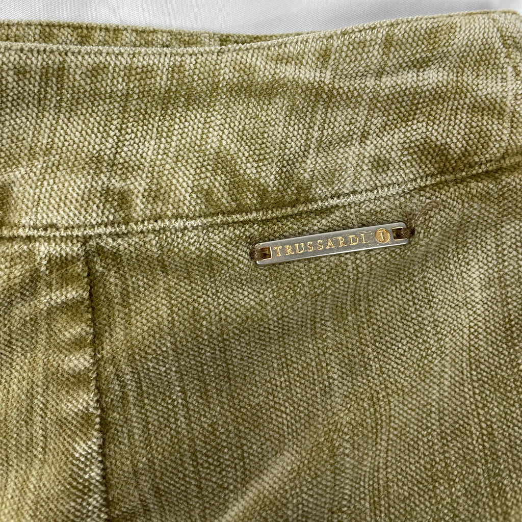 Trussardi Jeans Vintage Sage Green Cord Skirt – Mid-Length Y2K Chic