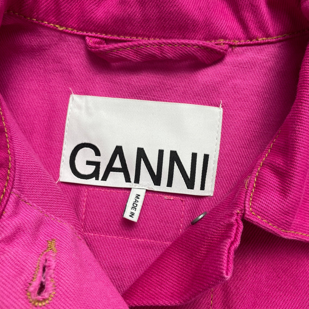 GANNI Two-Tone Pink Cropped Denim Jacket – Size 34 (UK 6–8)