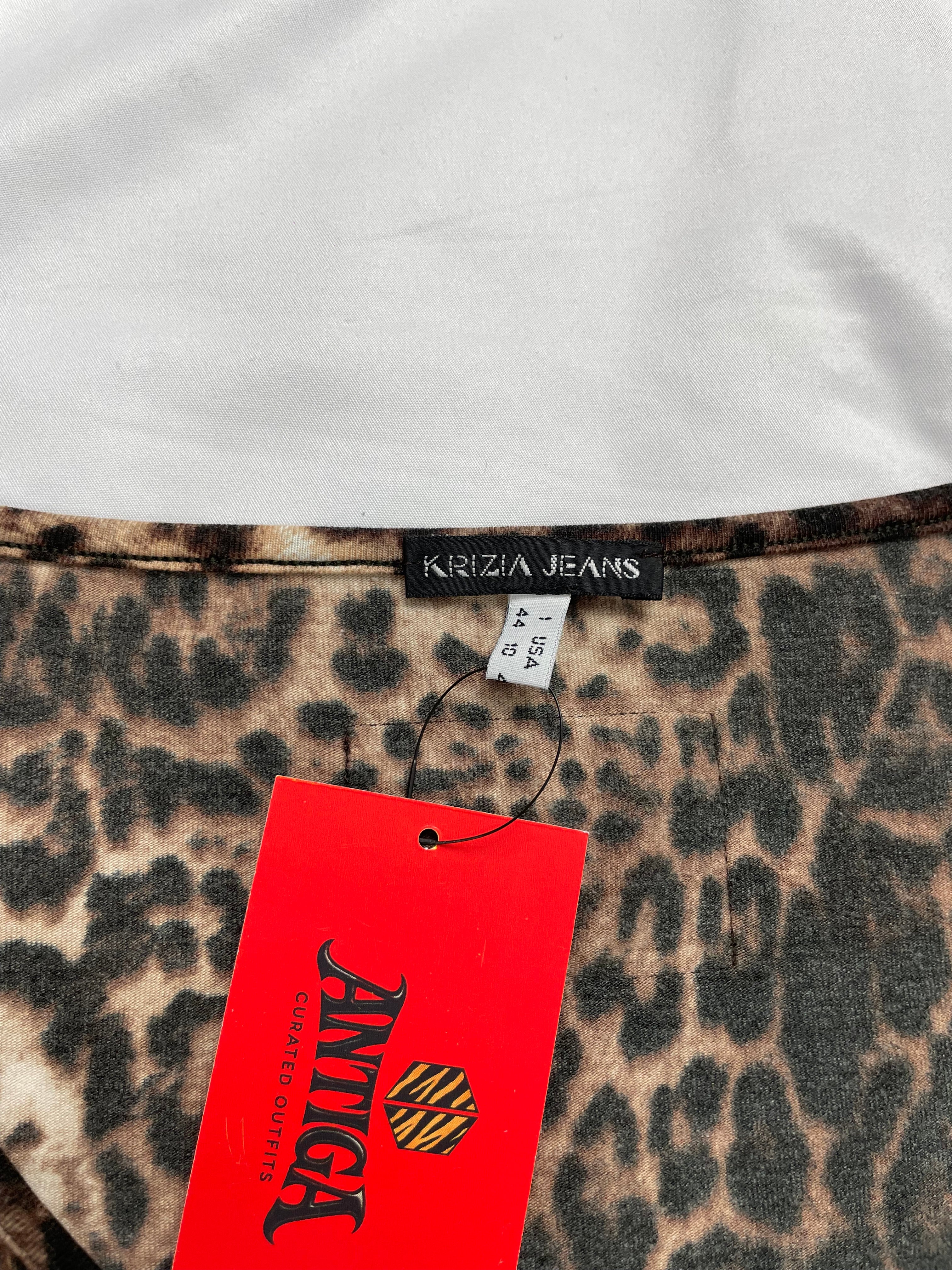Vintage Krizia Jeans Leopard Print Stretch Top – Y2K (UK 8-10)