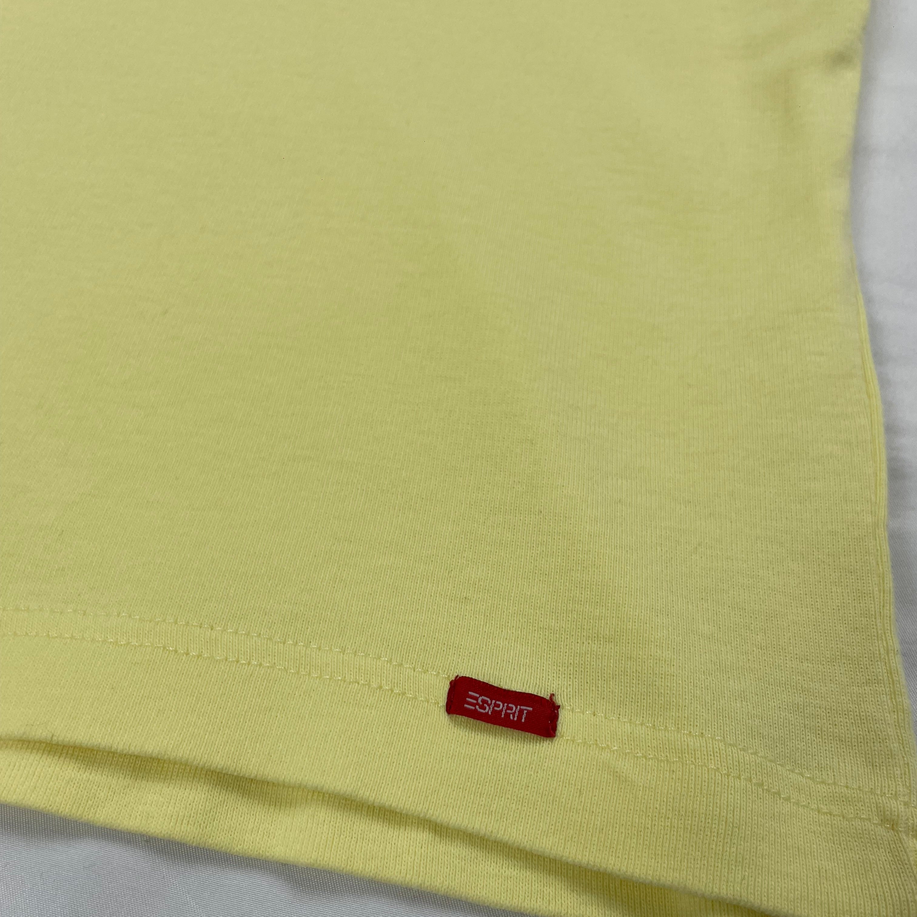 Y2K Esprit Yellow V-Neck Tee – Size UK 8