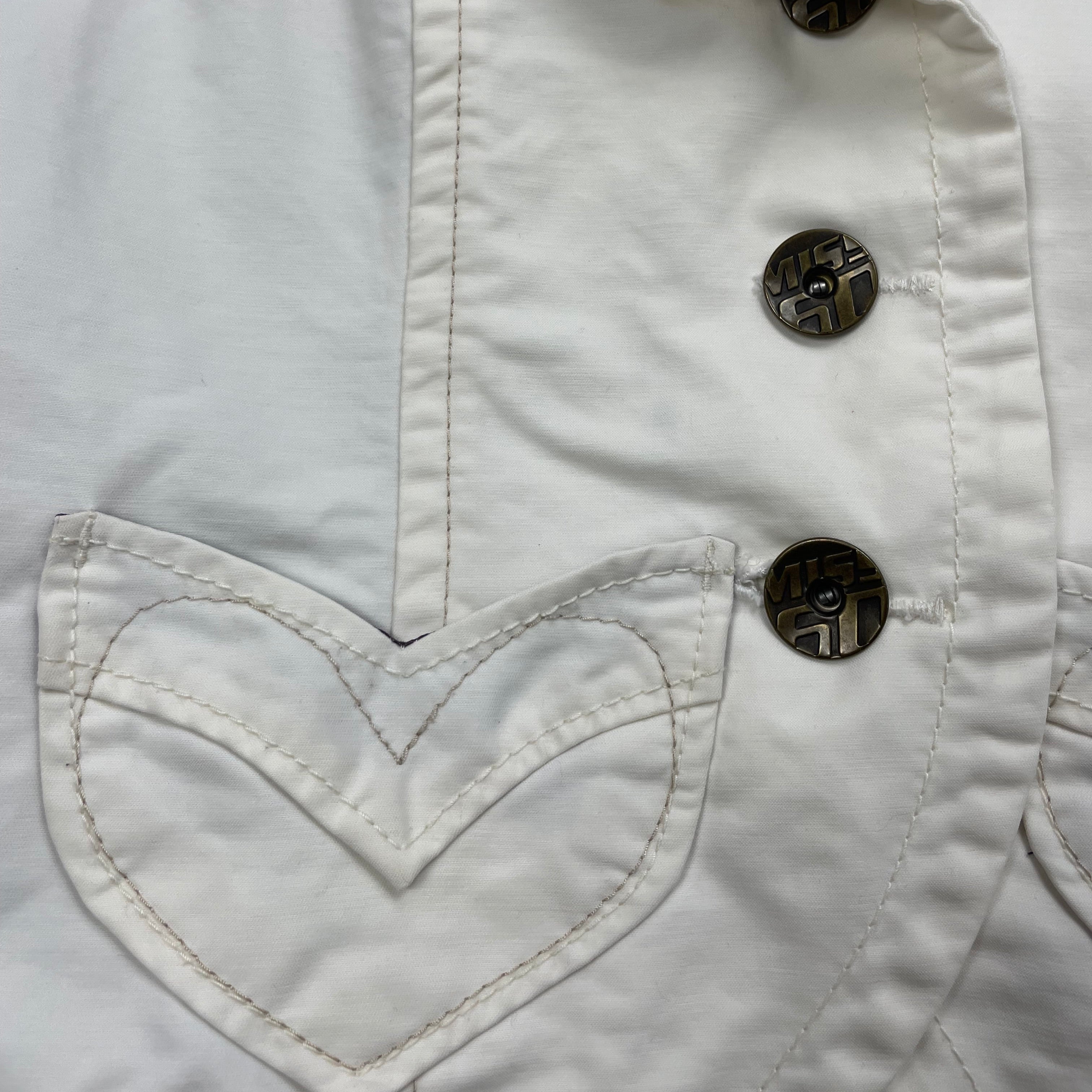 Miss Sixty White Cropped Heart Pocket Blazer Jacket - UK 6-8
