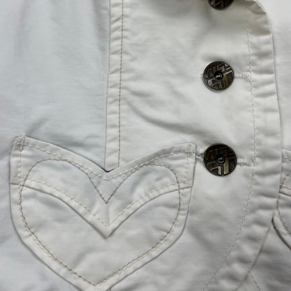 Miss Sixty White Cropped Heart Pocket Blazer Jacket - UK 6-8