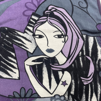 Made in Italy Purple Graphic Portrait Sleeveless Turtleneck Top - UK 6-8