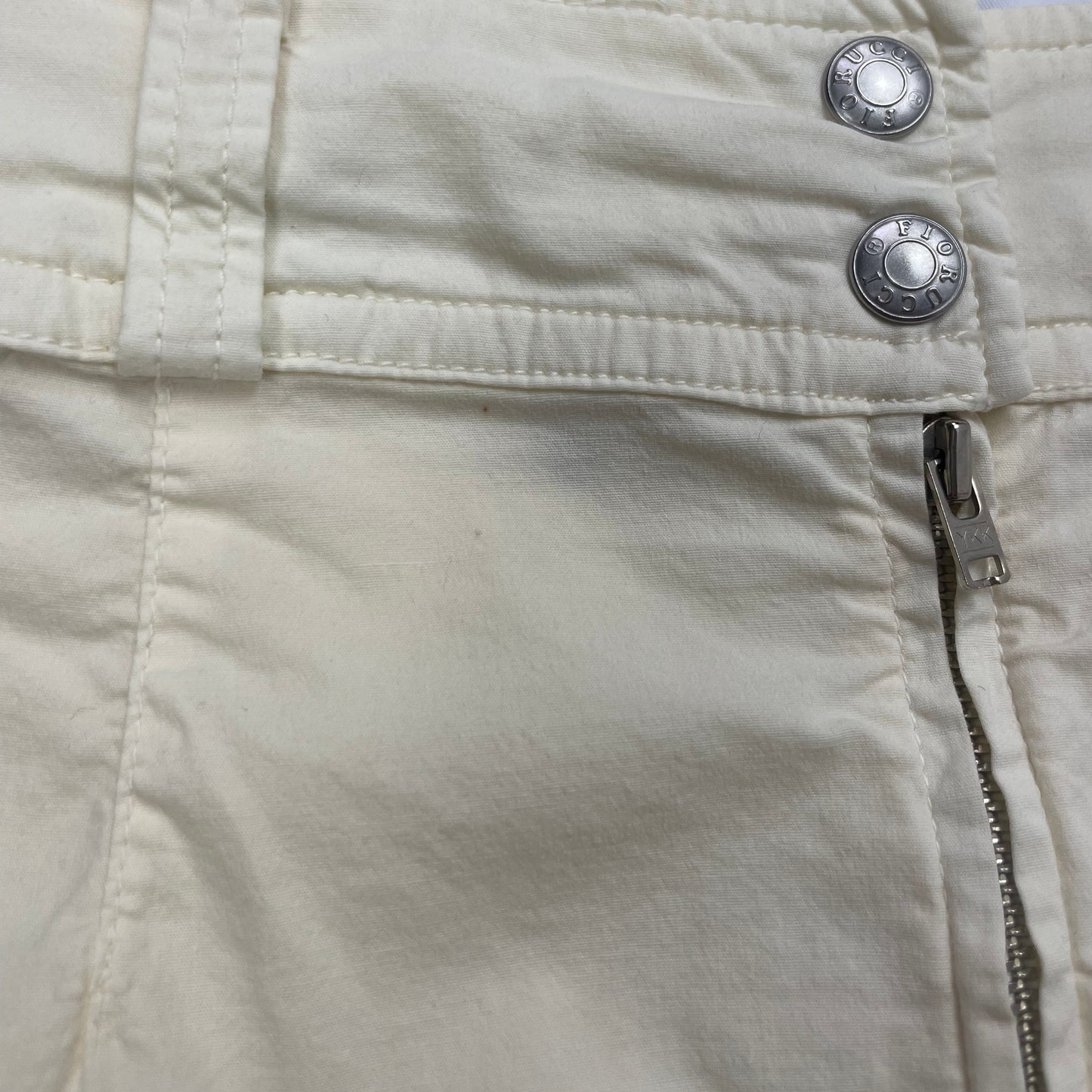 Vintage Fiorucci “Safety Jeans” Light Beige Midi Skirt - UK 8 (28” Waist)