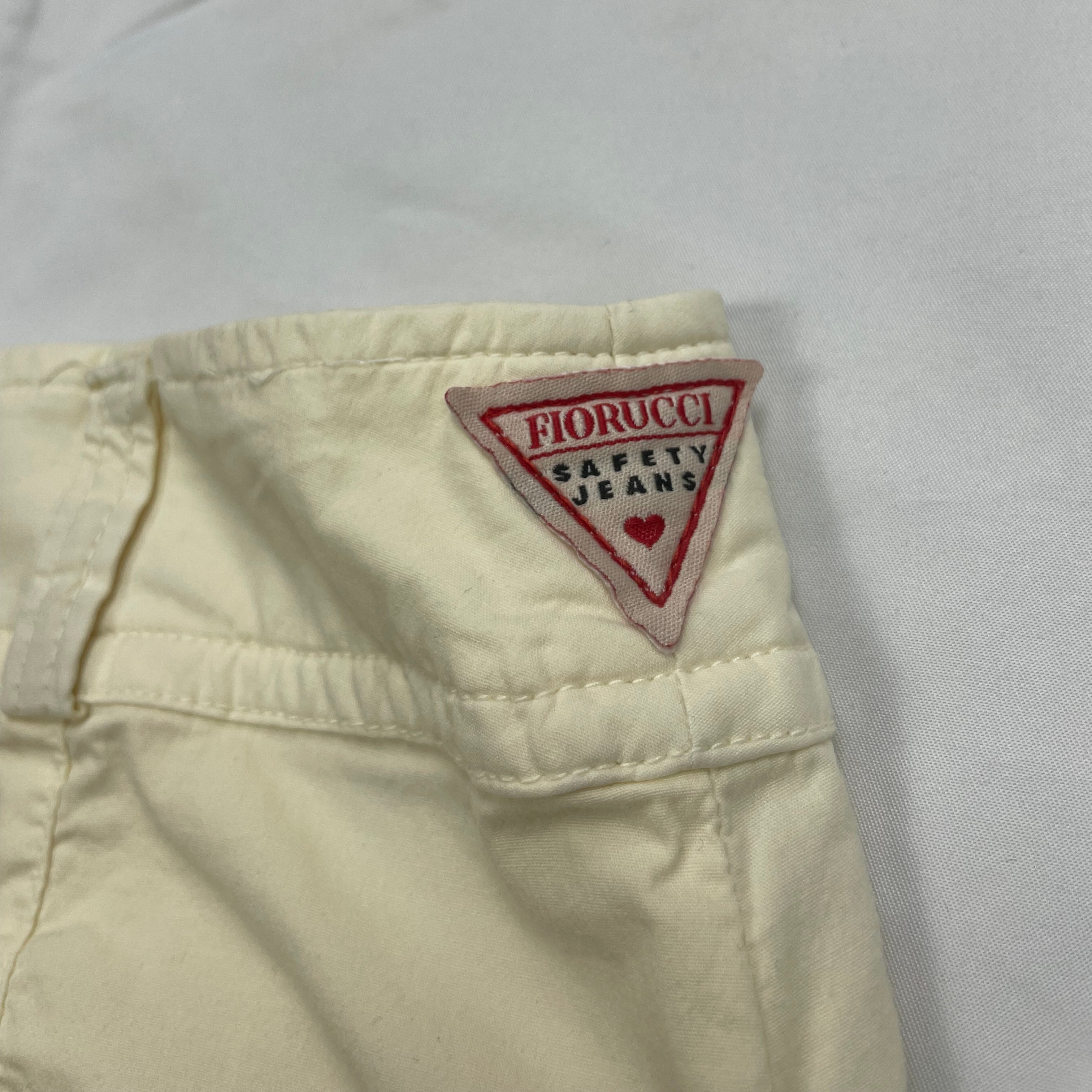 Vintage Fiorucci “Safety Jeans” Light Beige Midi Skirt - UK 8 (28” Waist)