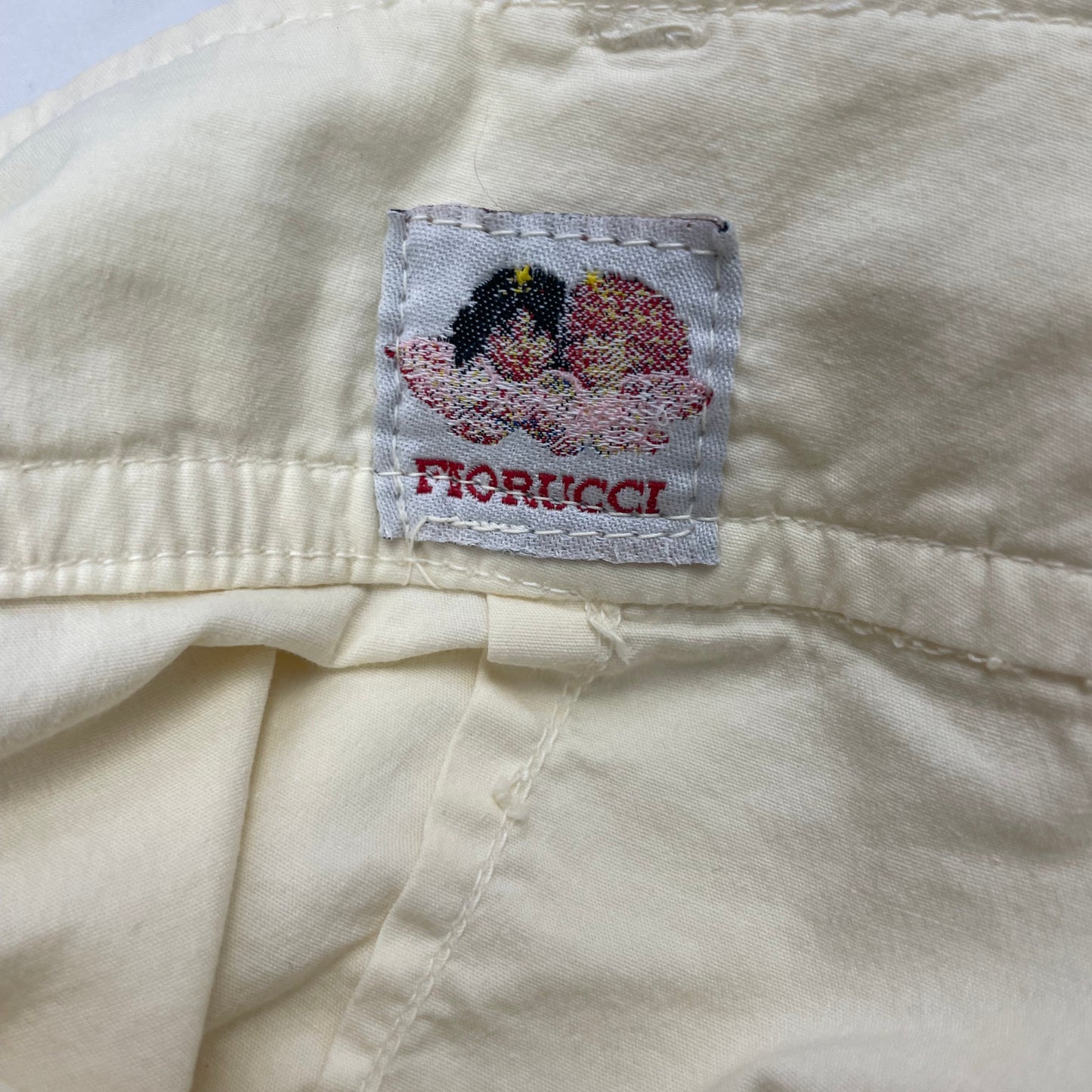 Vintage Fiorucci “Safety Jeans” Light Beige Midi Skirt - UK 8 (28” Waist)