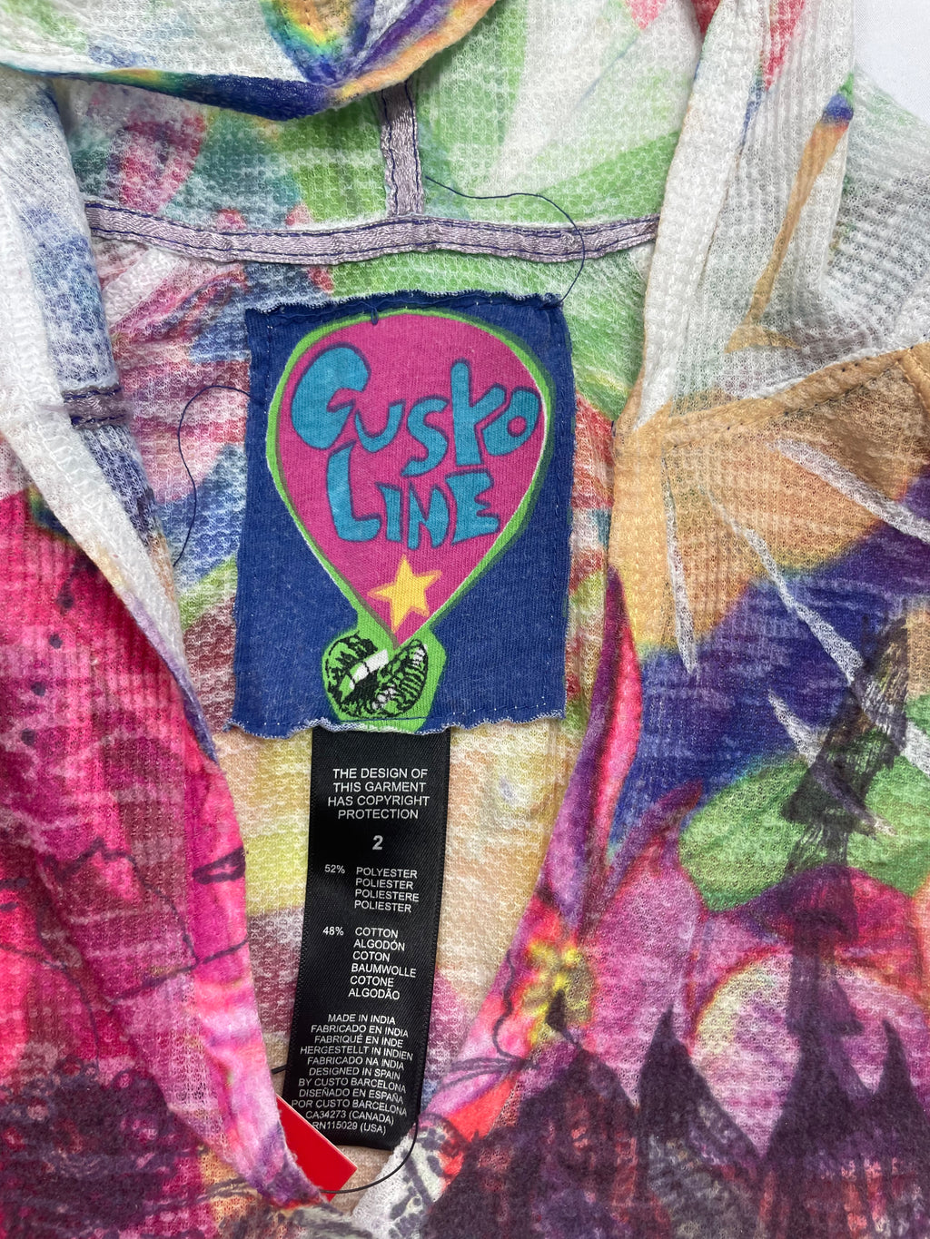 Custo Barcelona Gusto Line Sheer Floral Sketch Lightweight Hoodie - UK 6-8