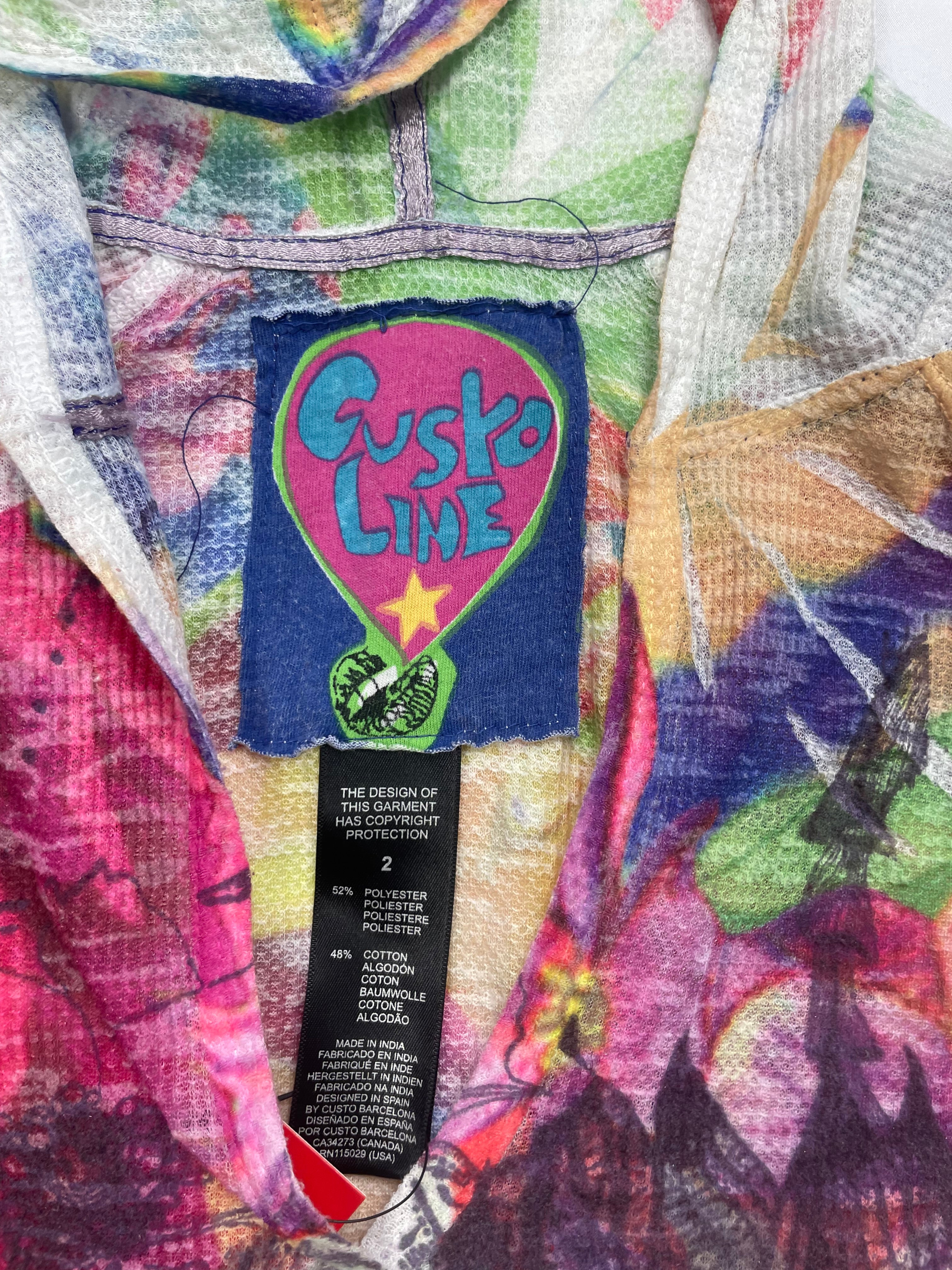 Custo Barcelona Gusto Line Sheer Floral Sketch Lightweight Hoodie - UK 6-8