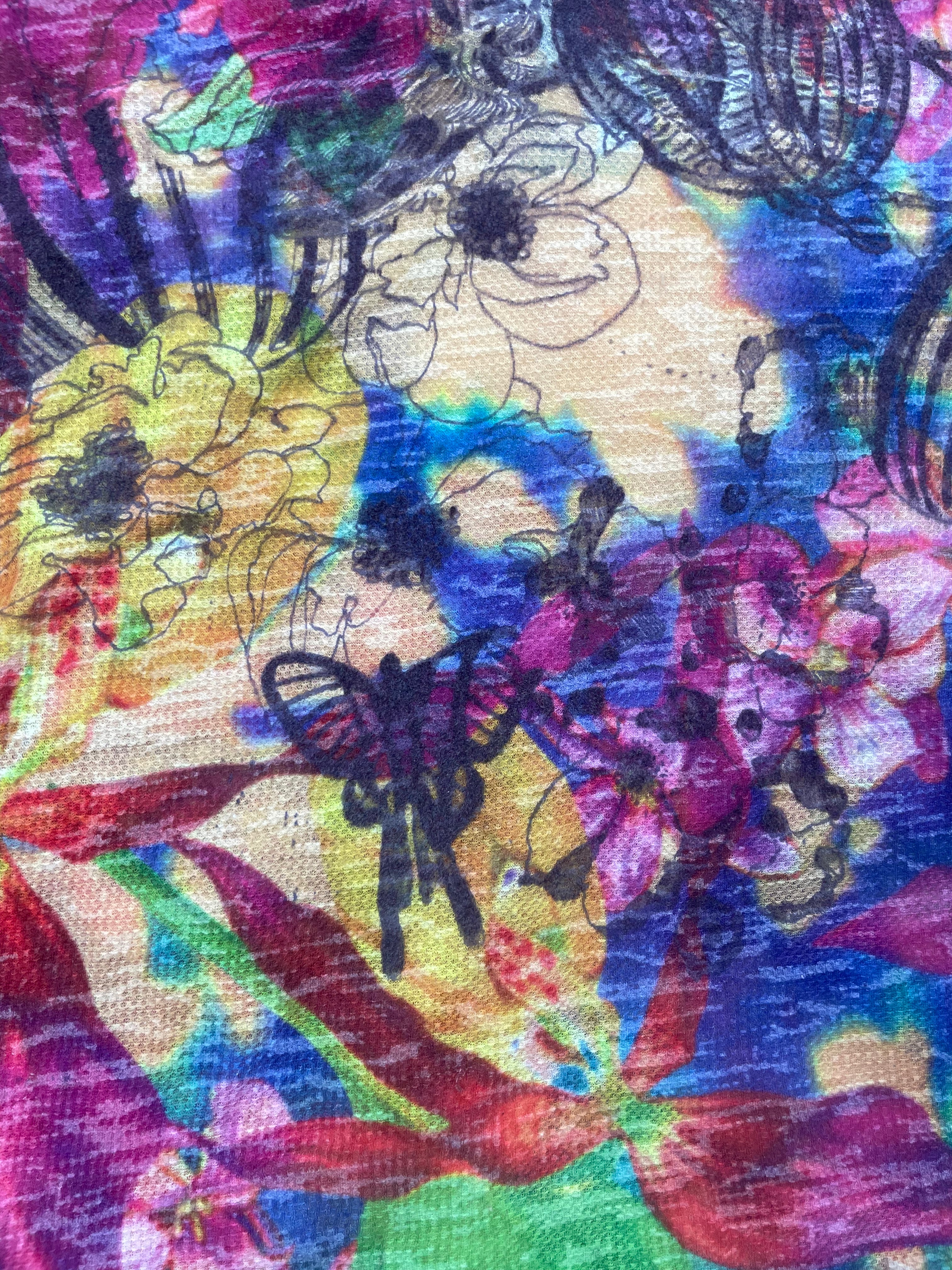 Custo Barcelona Gusto Line Sheer Floral Sketch Lightweight Hoodie - UK 6-8