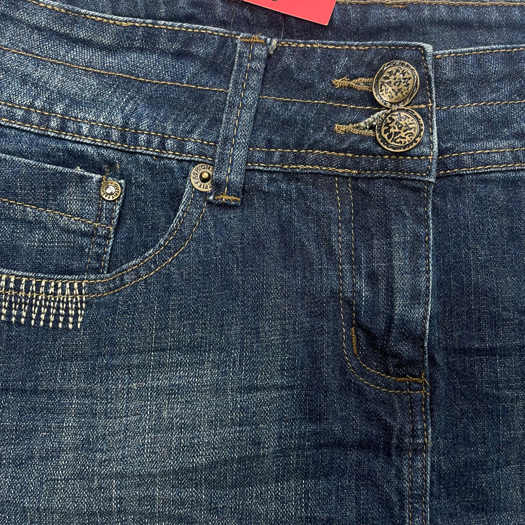 OUTFIT FASHION Distressed Blue Denim Mini Skirt - UK 12-14 / W33"