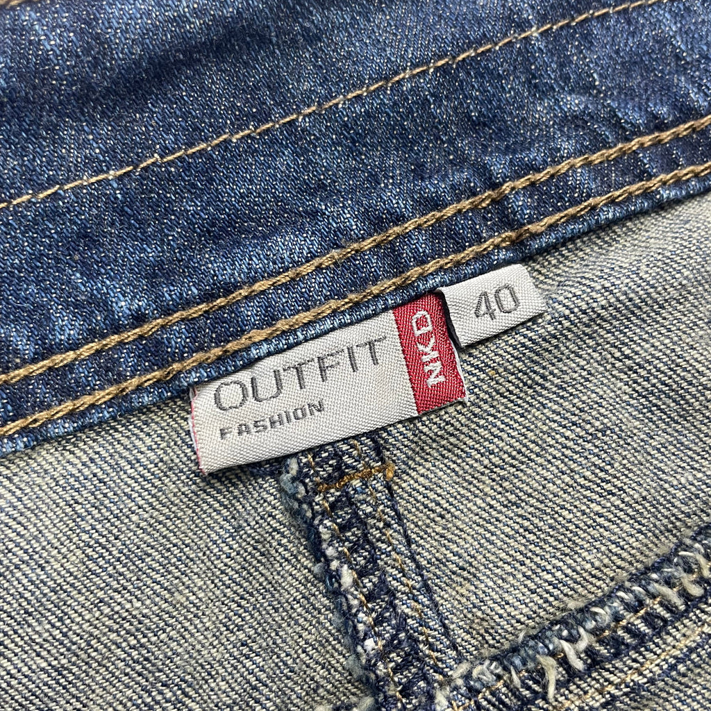 OUTFIT FASHION Distressed Blue Denim Mini Skirt - UK 12-14 / W33"