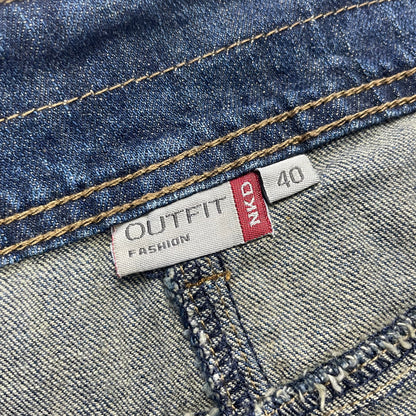 OUTFIT FASHION Distressed Blue Denim Mini Skirt - UK 12-14 / W33"