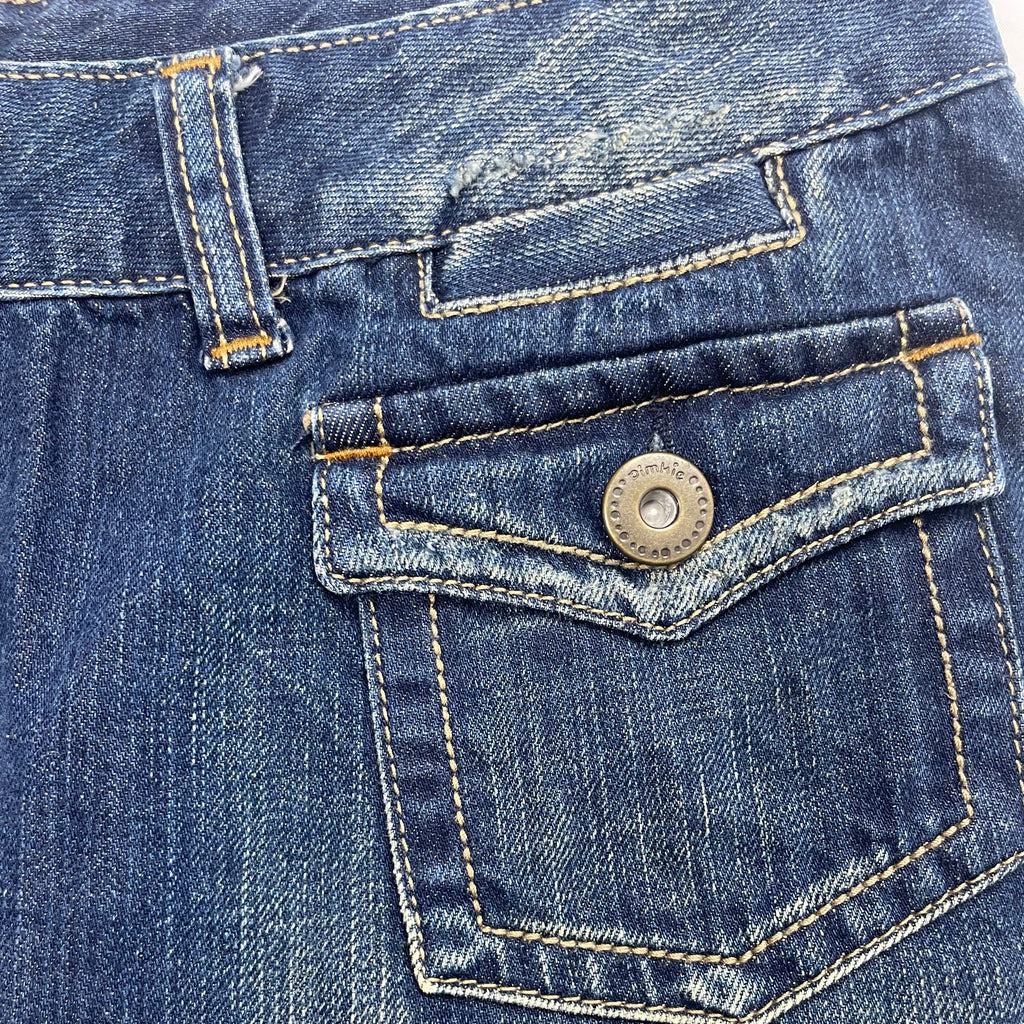Pimkie Y2K Blue Denim Mini Skirt with Flap Pockets - UK 12 / W32"