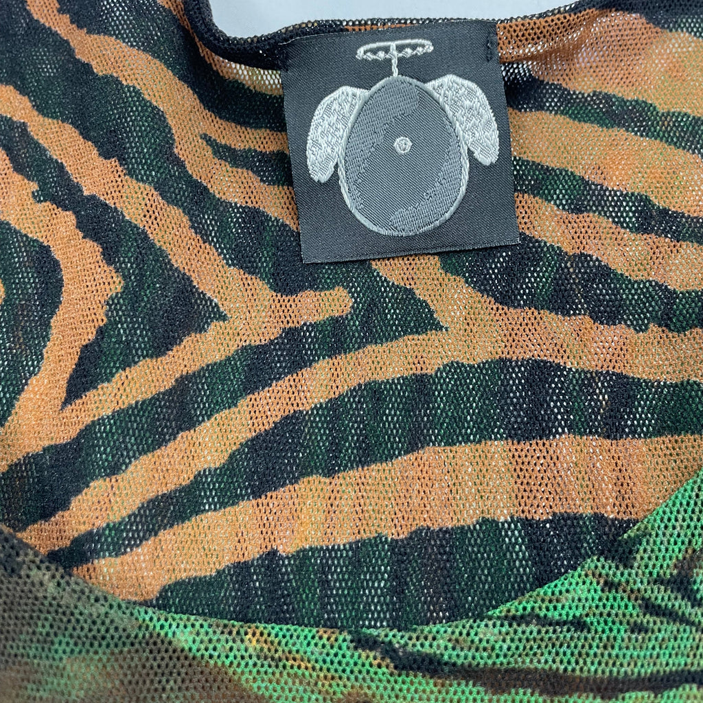 Y2K Tiger & Jewel Print Mesh Tank Top - UK 6-8