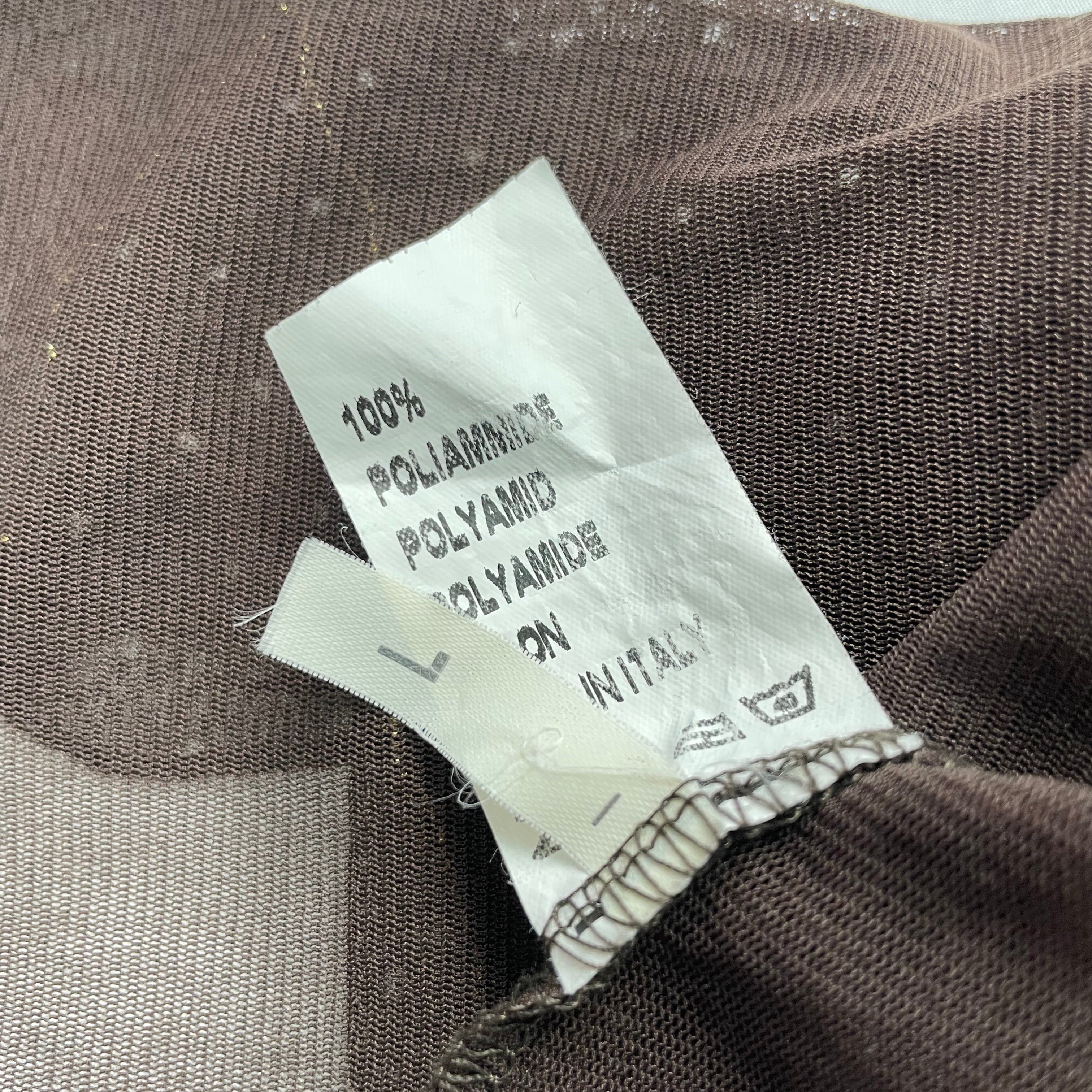 Y2K Italian Sheer Polka-Dot Cami with Tie-Back (Brown) - Size 8