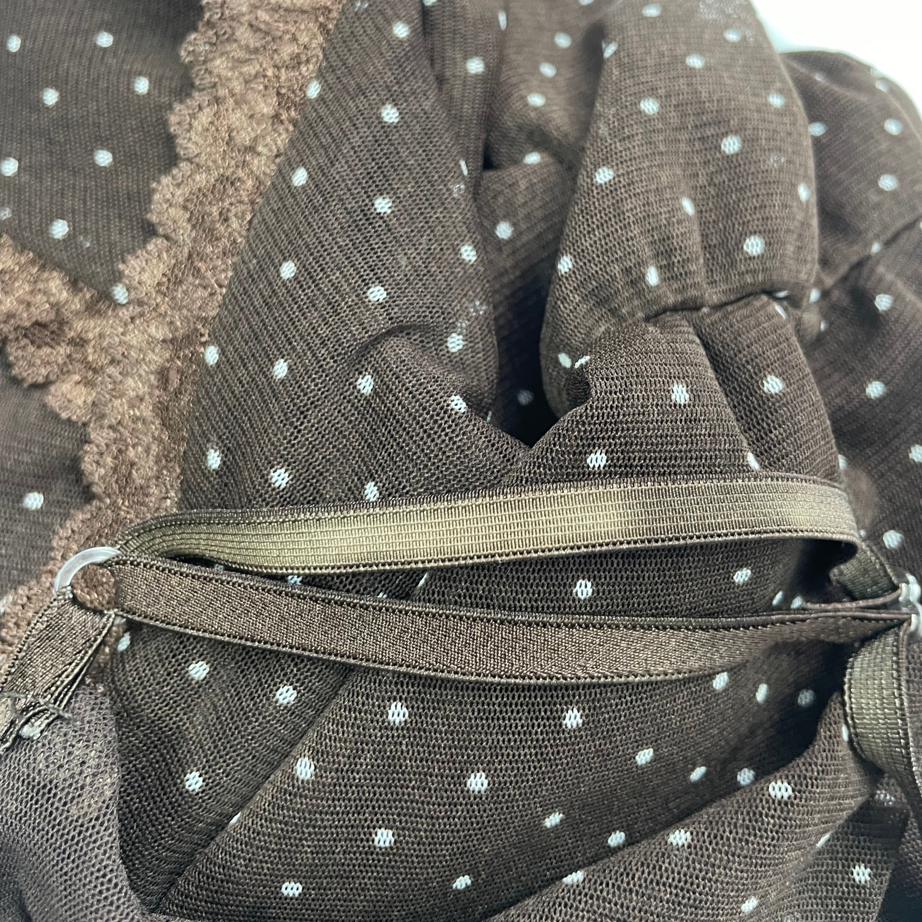 Y2K Italian Sheer Polka-Dot Cami with Tie-Back (Brown) - Size 8