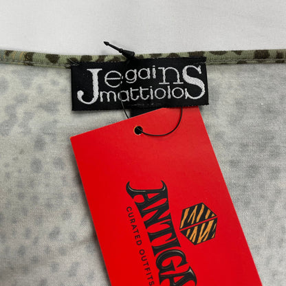Gai Mattiolo GMT V-Neck Leopard & Pink Sleeve Top - UK 10