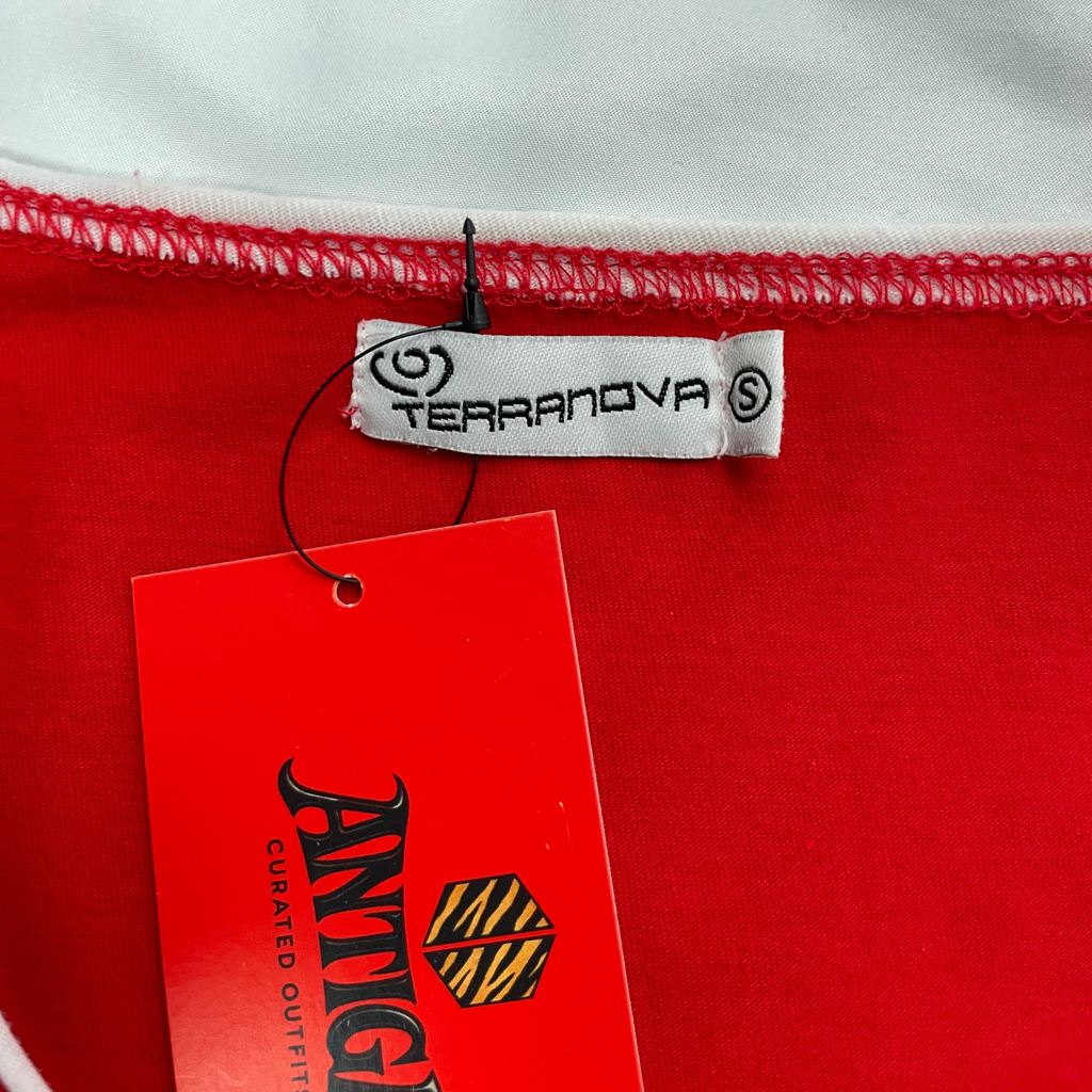 Terranova Red Contrast-Trim Scoop-Neck Top – UK 6 (XS)