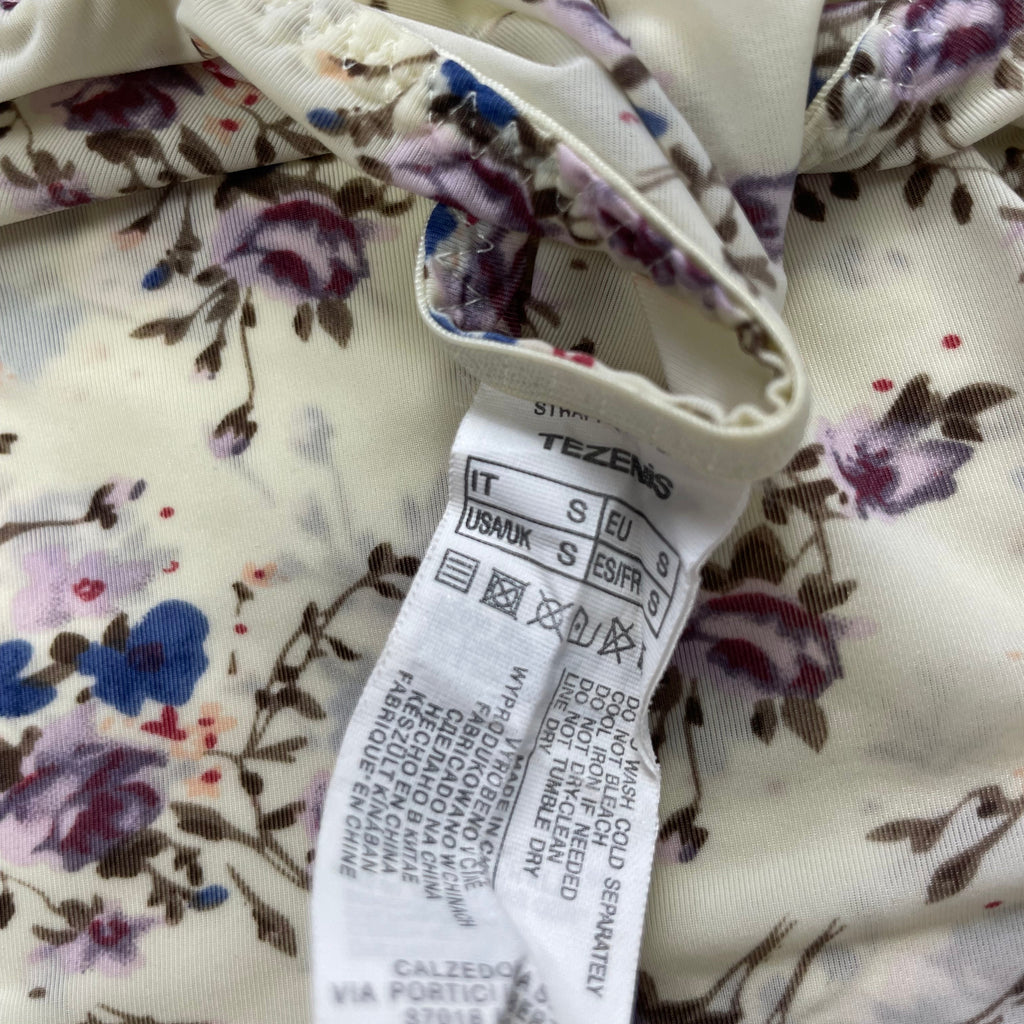 Tezenis Made-in-Italy Floral Lace Cami - Cream/Purple (Best Fit UK 6)