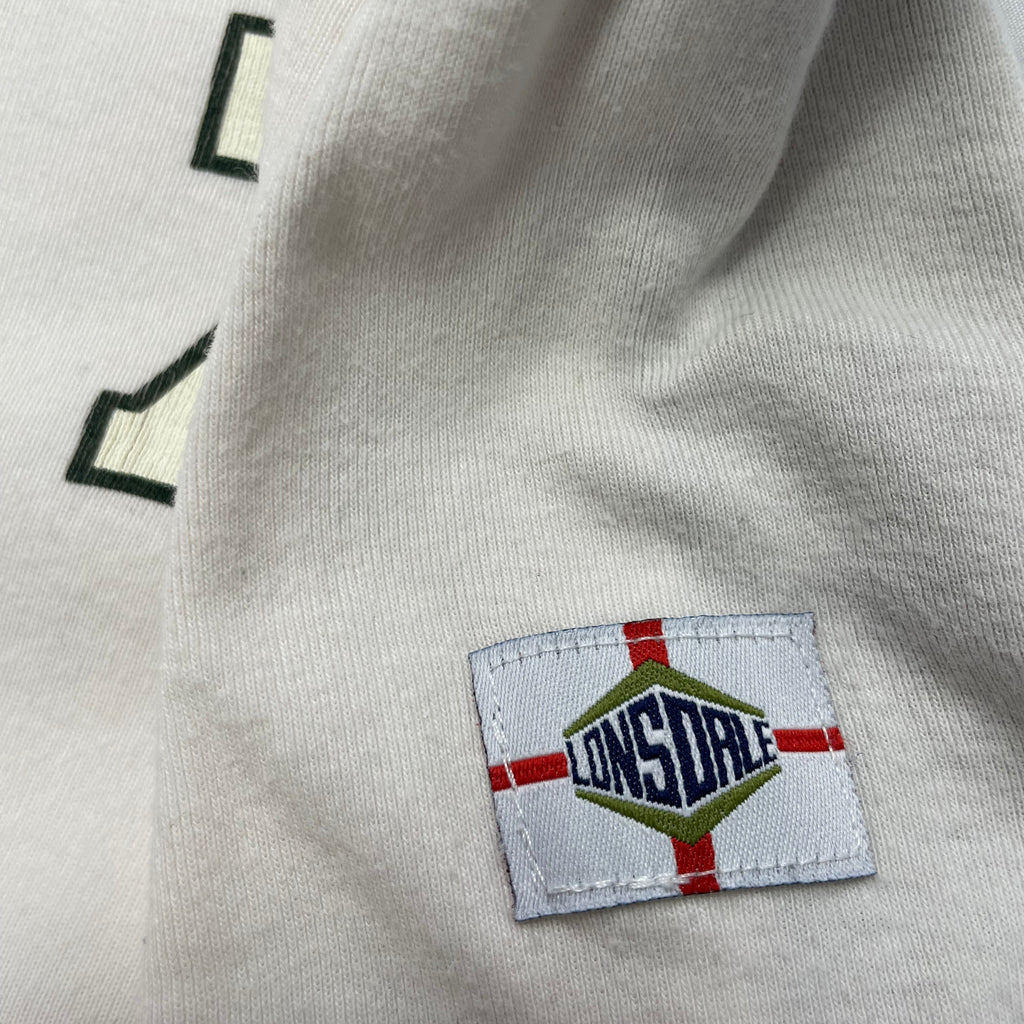 Y2K Lonsdale London “70” Layered Long-Sleeve Tee - Cream/Forest Green (UK 6–8)