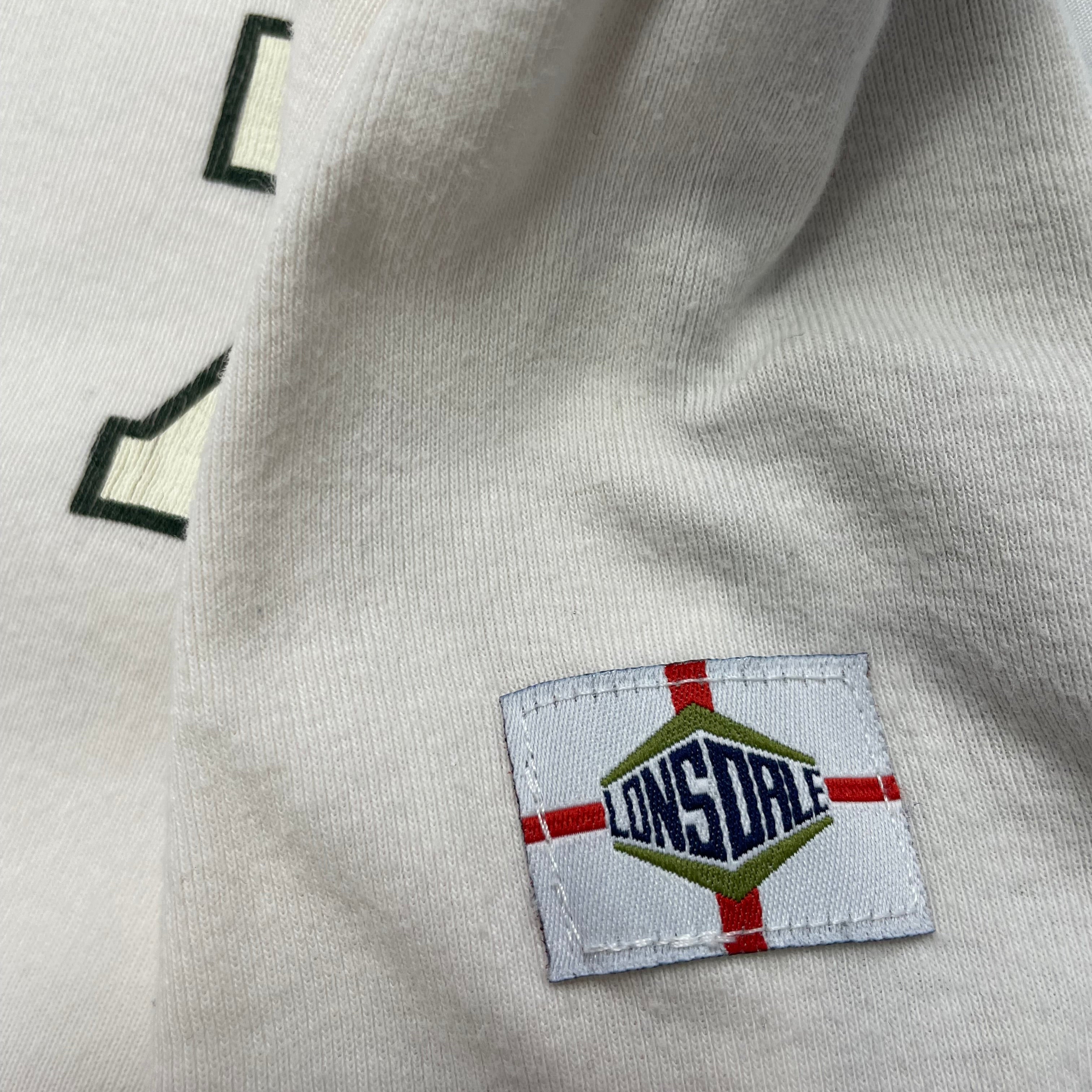 Y2K Lonsdale London “70” Layered Long-Sleeve Tee - Cream/Forest Green (UK 6–8)