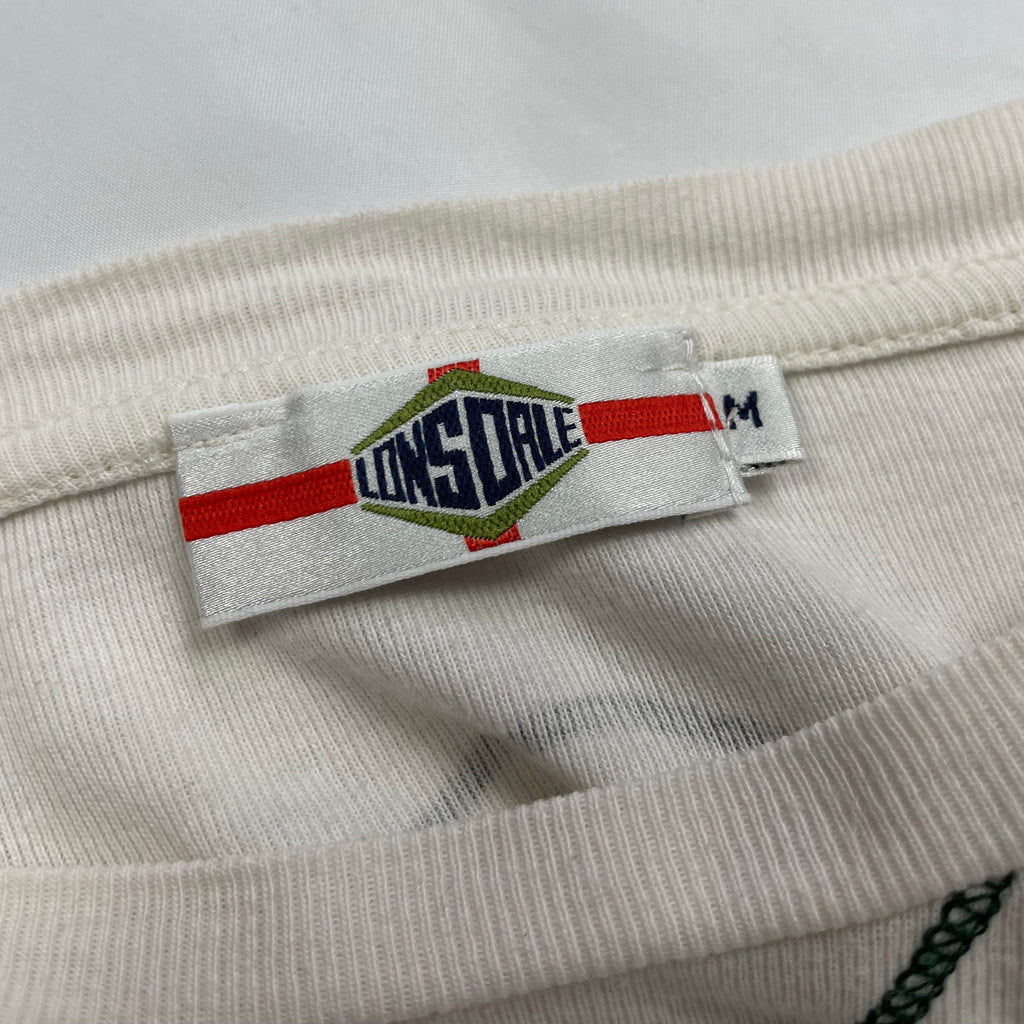 Y2K Lonsdale London “70” Layered Long-Sleeve Tee - Cream/Forest Green (UK 6–8)