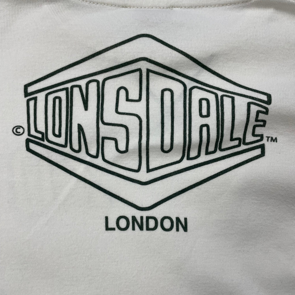 Y2K Lonsdale London “70” Layered Long-Sleeve Tee - Cream/Forest Green (UK 6–8)