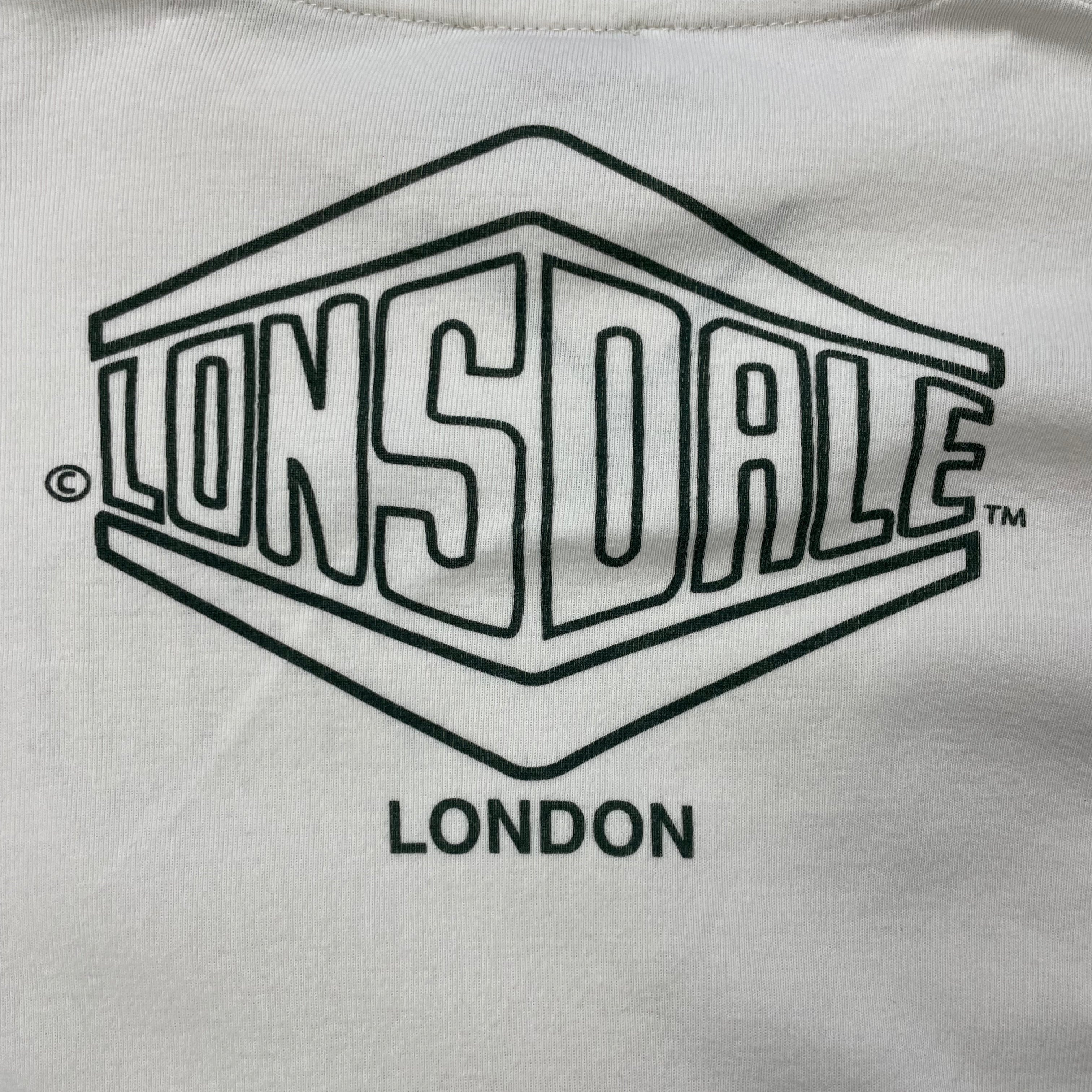 Y2K Lonsdale London “70” Layered Long-Sleeve Tee - Cream/Forest Green (UK 6–8)