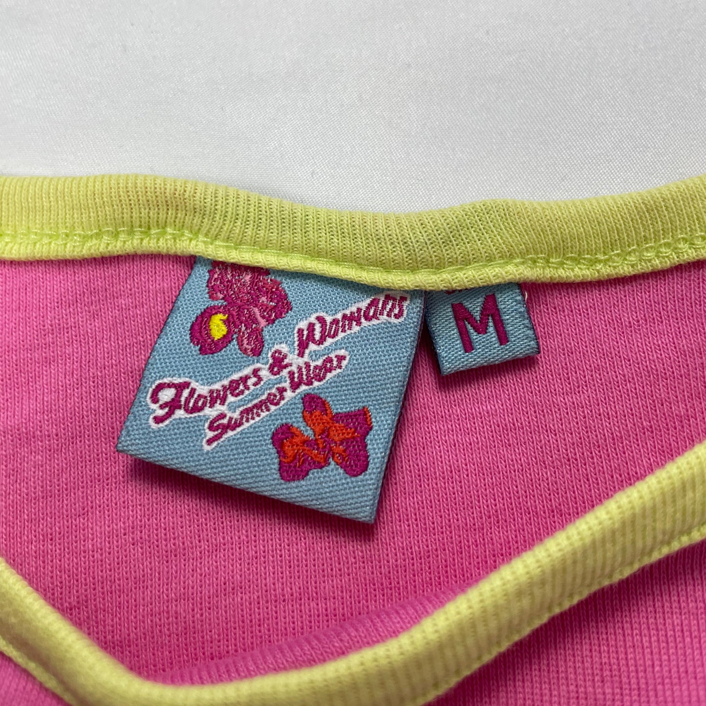 Y2K “Come on! Baby” Cartoon Cami - Pink&Lime, Size M (UK 8–10)