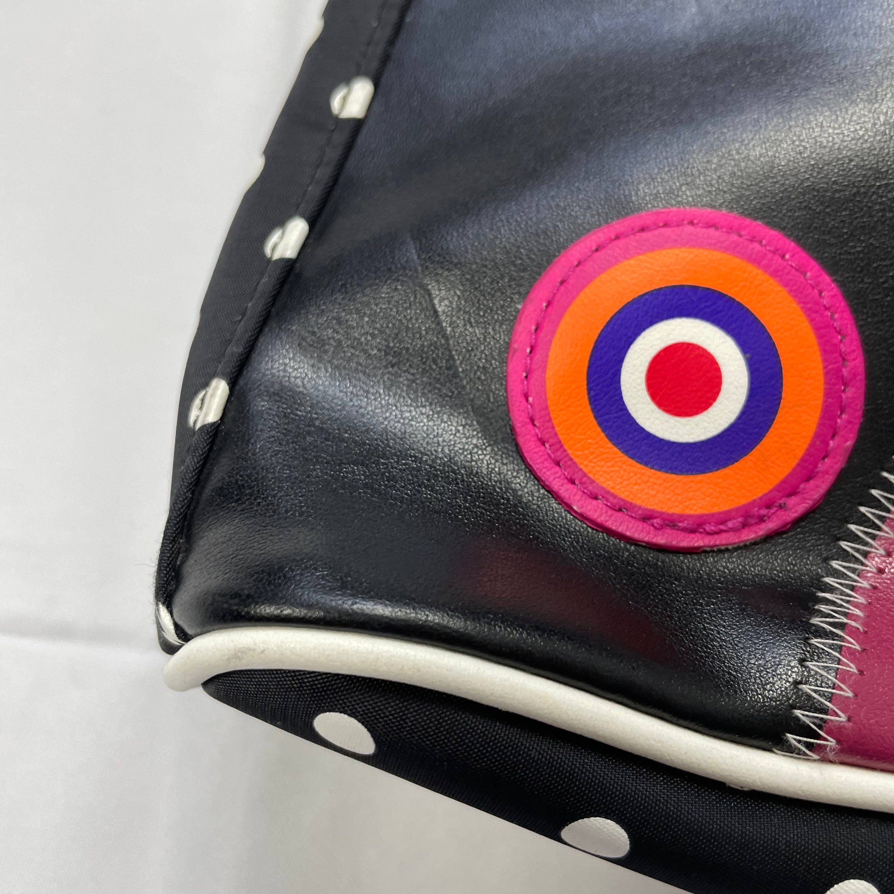 Y2K Betty Boop Patchwork Shoulder Bag - Magenta Handle, Polka-Dot Trim (38 cm x 24 cm)