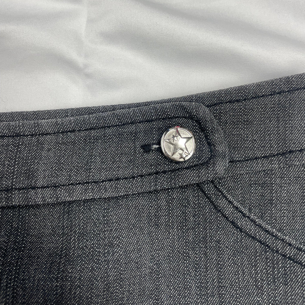 Y2K Little Princess Grey Pleated Mini Skirt with Crystal Charm | UK 6