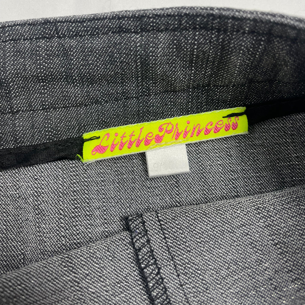 Y2K Little Princess Grey Pleated Mini Skirt with Crystal Charm | UK 6