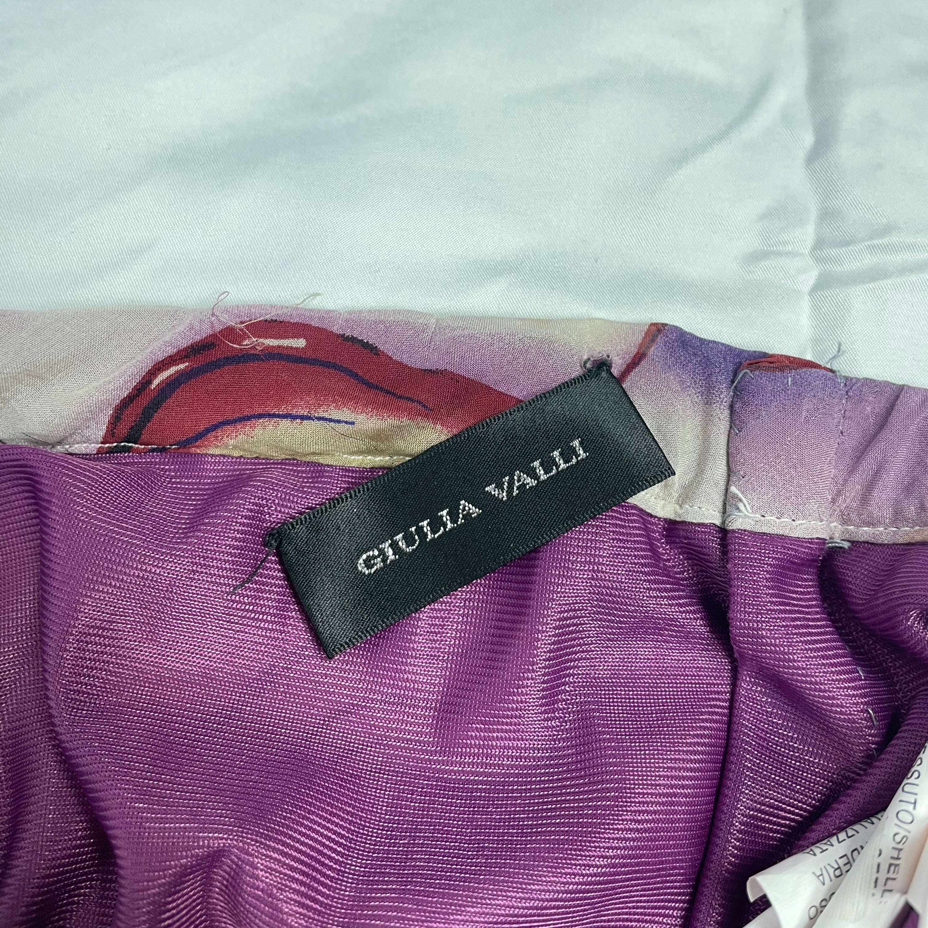 Giulia Valli Italian Purple Floral Ruffle Midi Skirt | UK 6–8