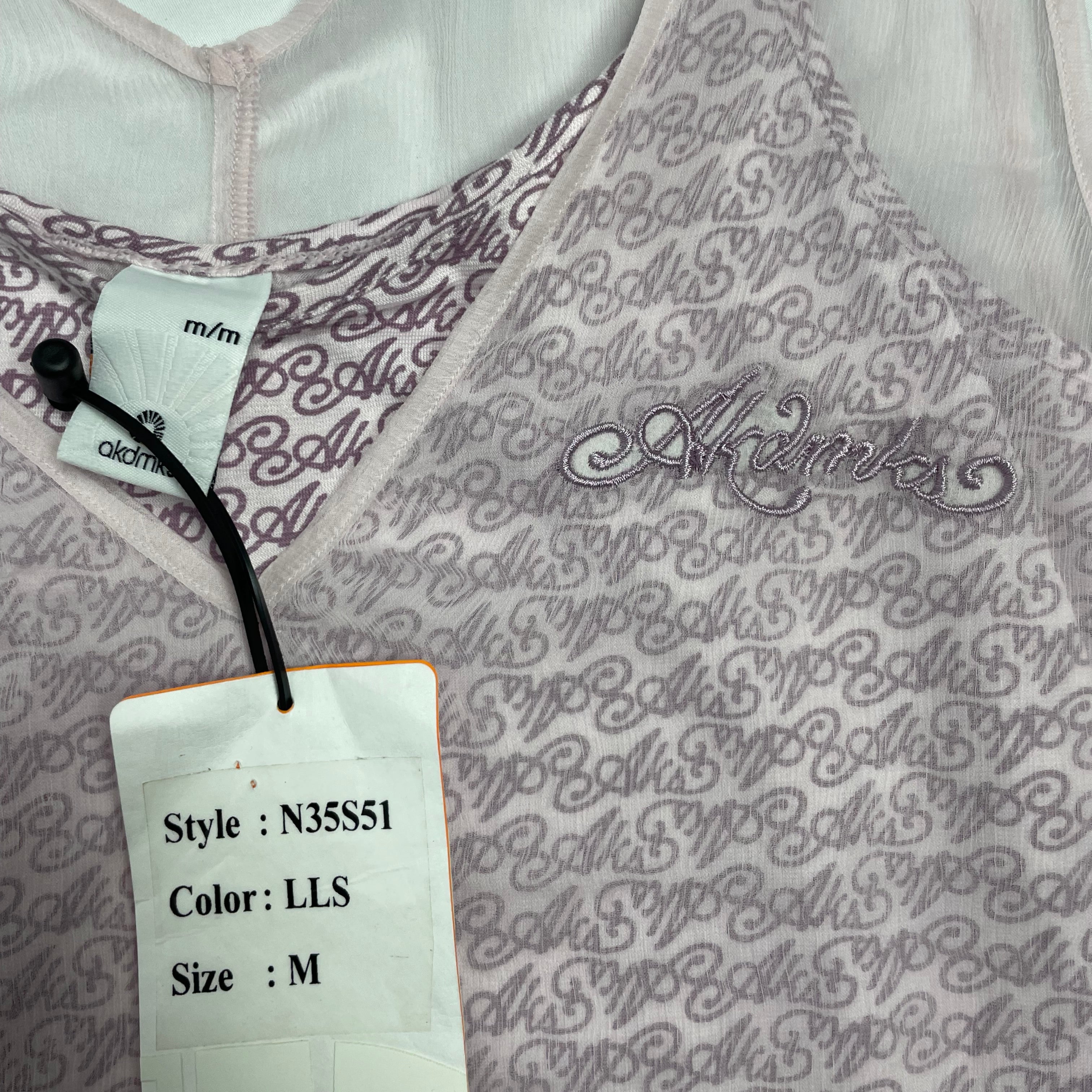 Deadstock Y2K Akdmks Mesh Layered Tank Top Logo Print | UK 8