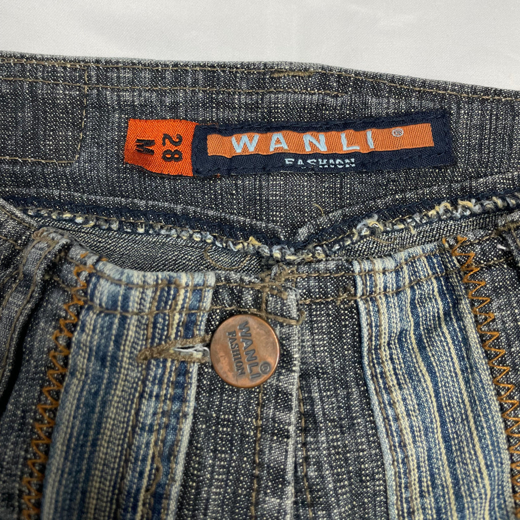 Y2K Wanli Jeans Striped Denim Flares Low Rise | W28 | UK 8