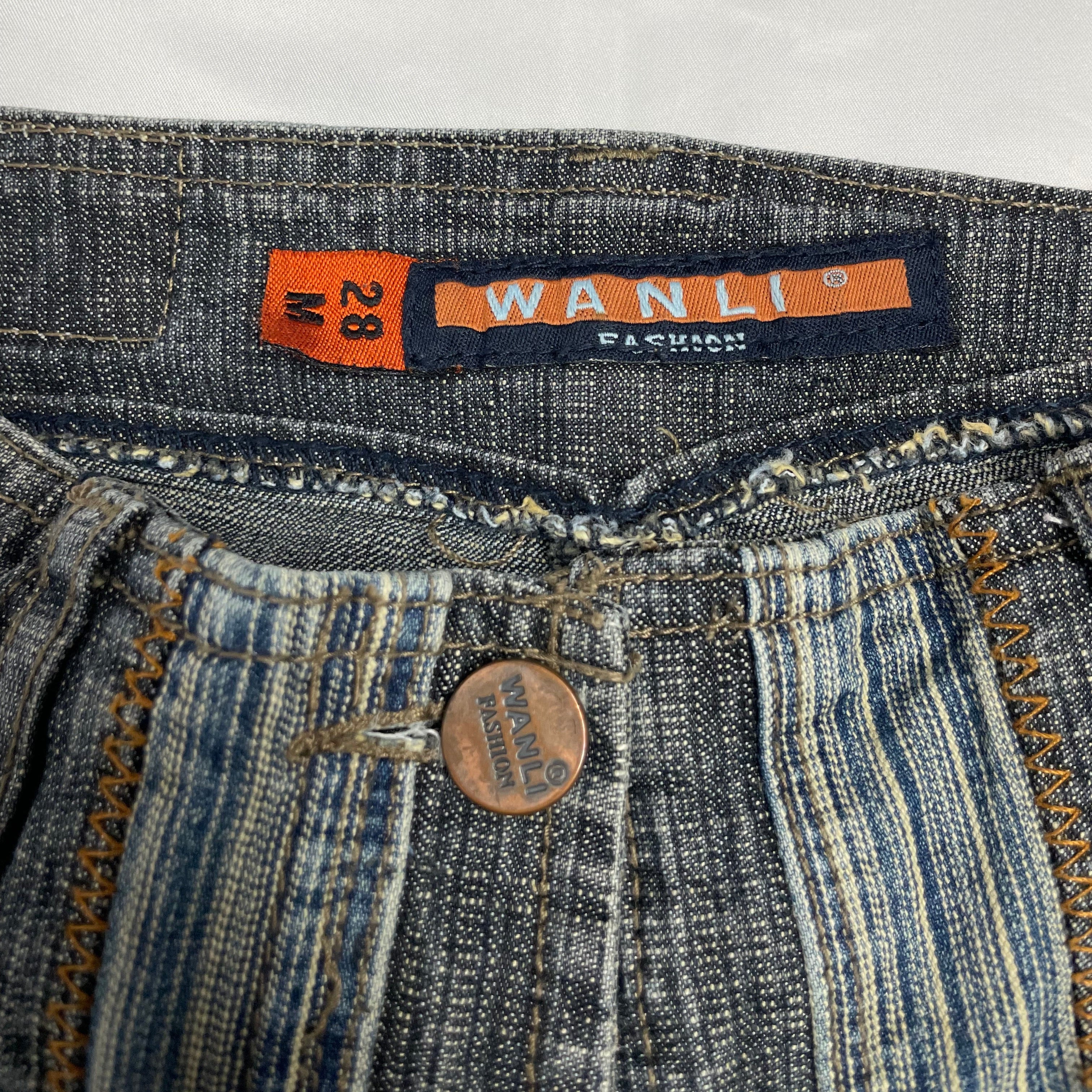 Y2K Wanli Jeans Striped Denim Flares Low Rise | W28 | UK 8