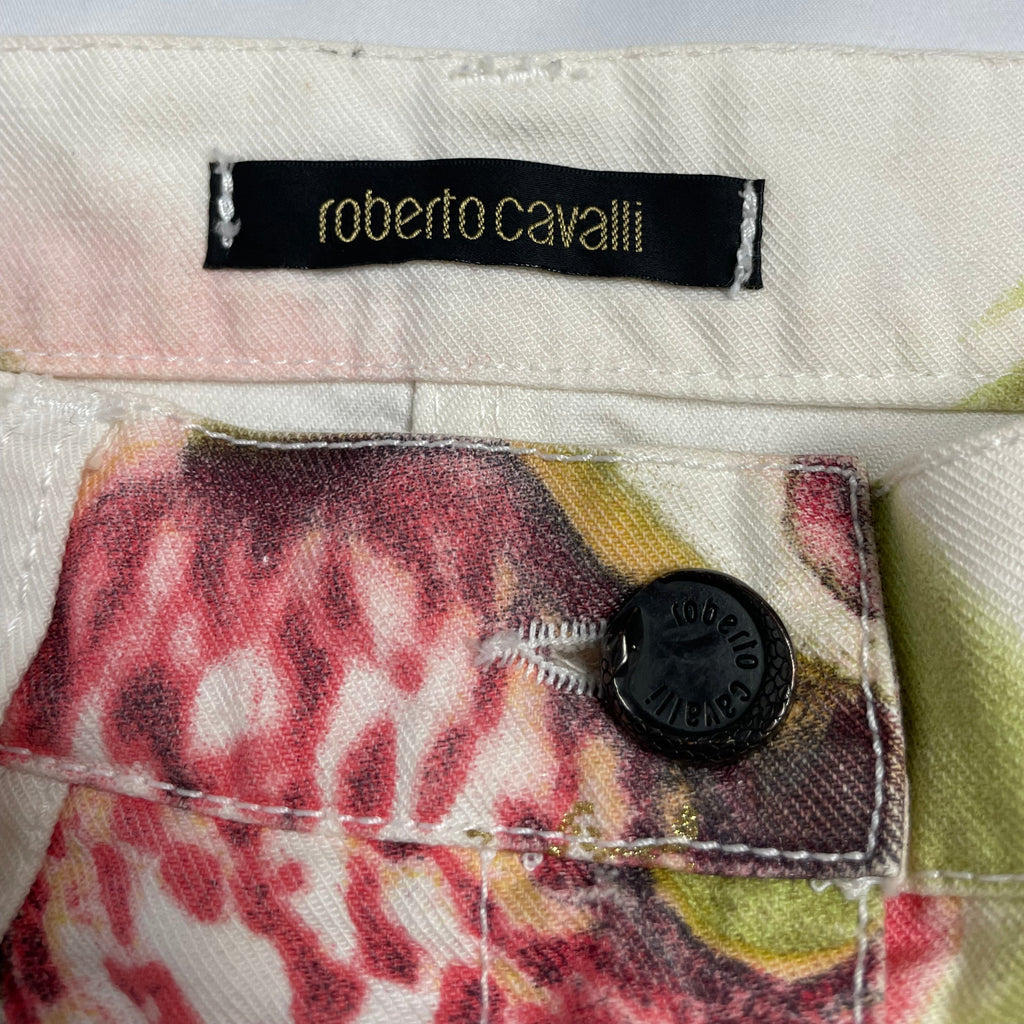Rare Y2K Roberto Cavalli Floral Print Mini Skirt | UK 12