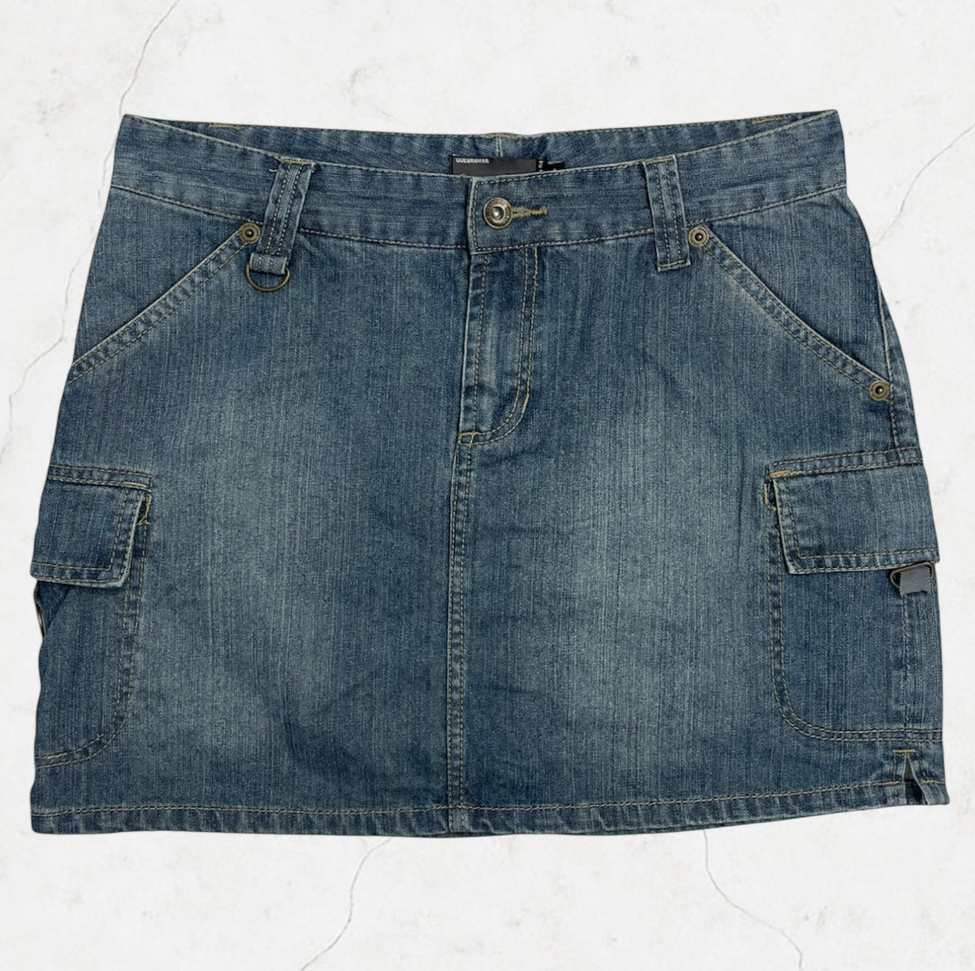 Vintage Quebramar Denim Cargo Mini Skirt Y2K Utility Style | UK 8