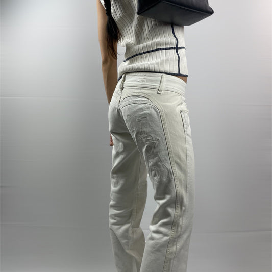 Y2K Diesel Number Patchwork Bootcut Jeans | W29, Best Fit UK 8-10