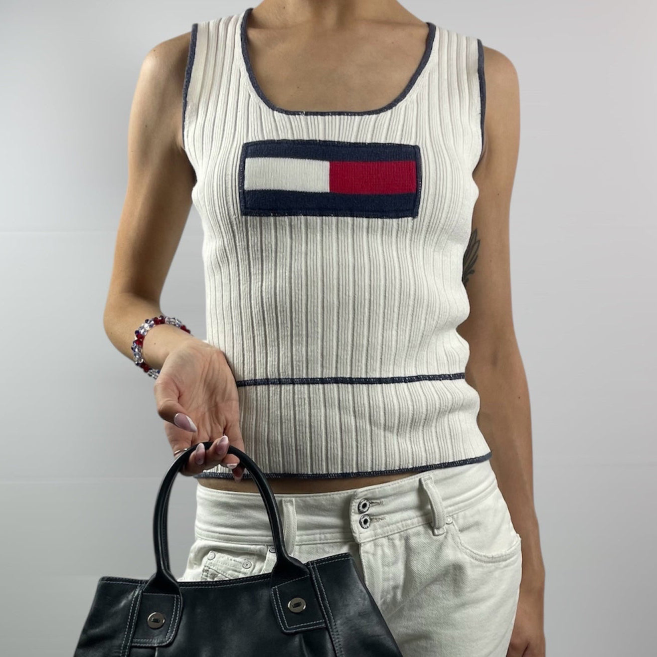 Tommy Hilfiger Y2K Logo Knit Tank Top | UK 8