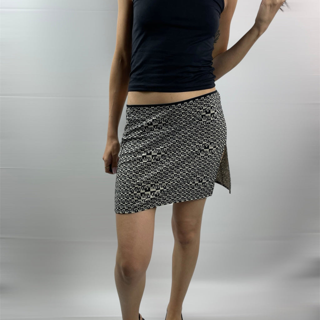 GFF Gianfranco Ferré Optical Illusion Mini Skirt – Monochrome Monogram