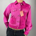 GANNI Two-Tone Pink Cropped Denim Jacket – Size 34 (UK 6–8)