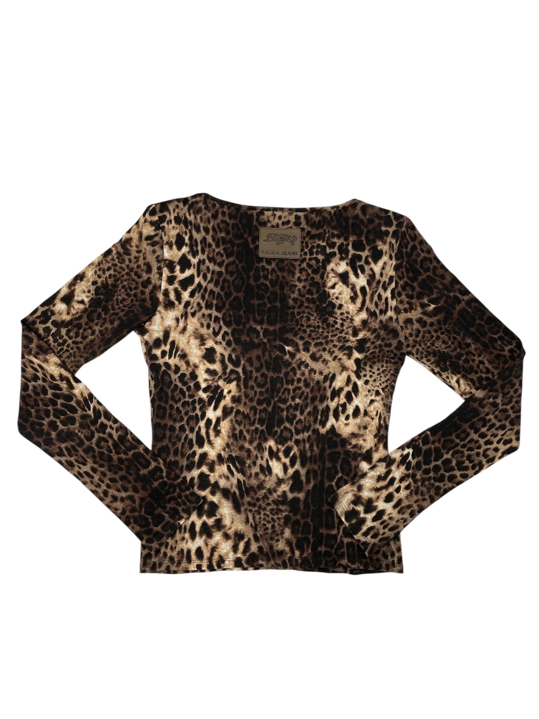 Vintage Krizia Jeans Leopard Print Stretch Top – Y2K (UK 8-10)