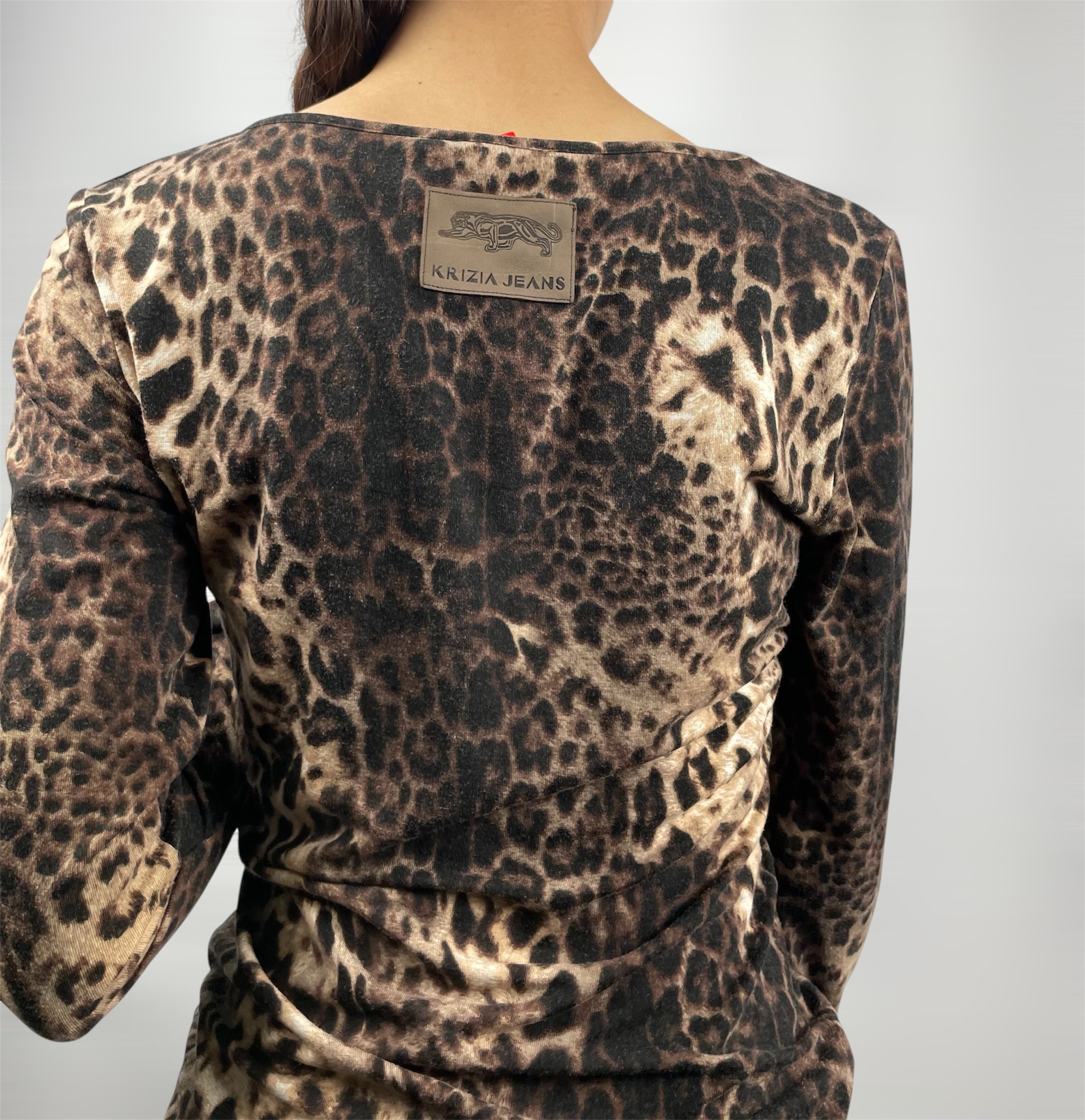 Vintage Krizia Jeans Leopard Print Stretch Top – Y2K (UK 8-10)